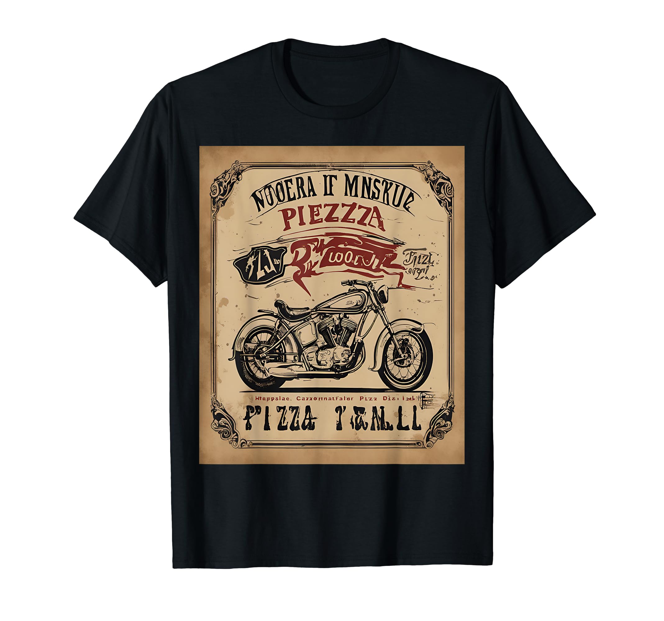 Motorcycle Rally Historic Pizza Box T-Shirt - Graphic Print Unisex - T-Shirt, Sweatshirt, Hoodie