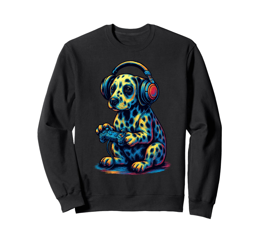 Dalmatian Gamer Gaming Dog Lover Sweatshirt - Graphic Print Unisex - T-Shirt, Sweatshirt, Hoodie