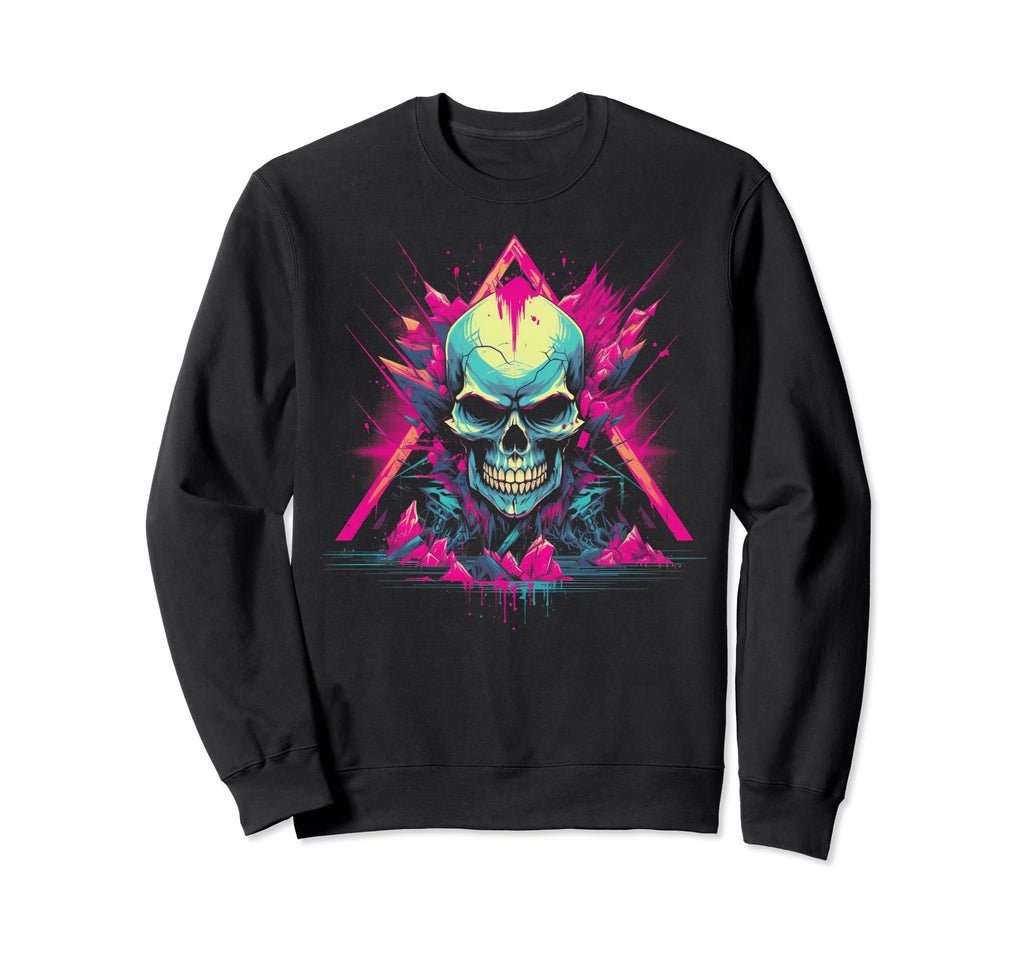 Skull Vaporwave Retrowave Sweatshirt - Minimalist Print for Adults - T-Shirt, Sweatshirt, Hoodie