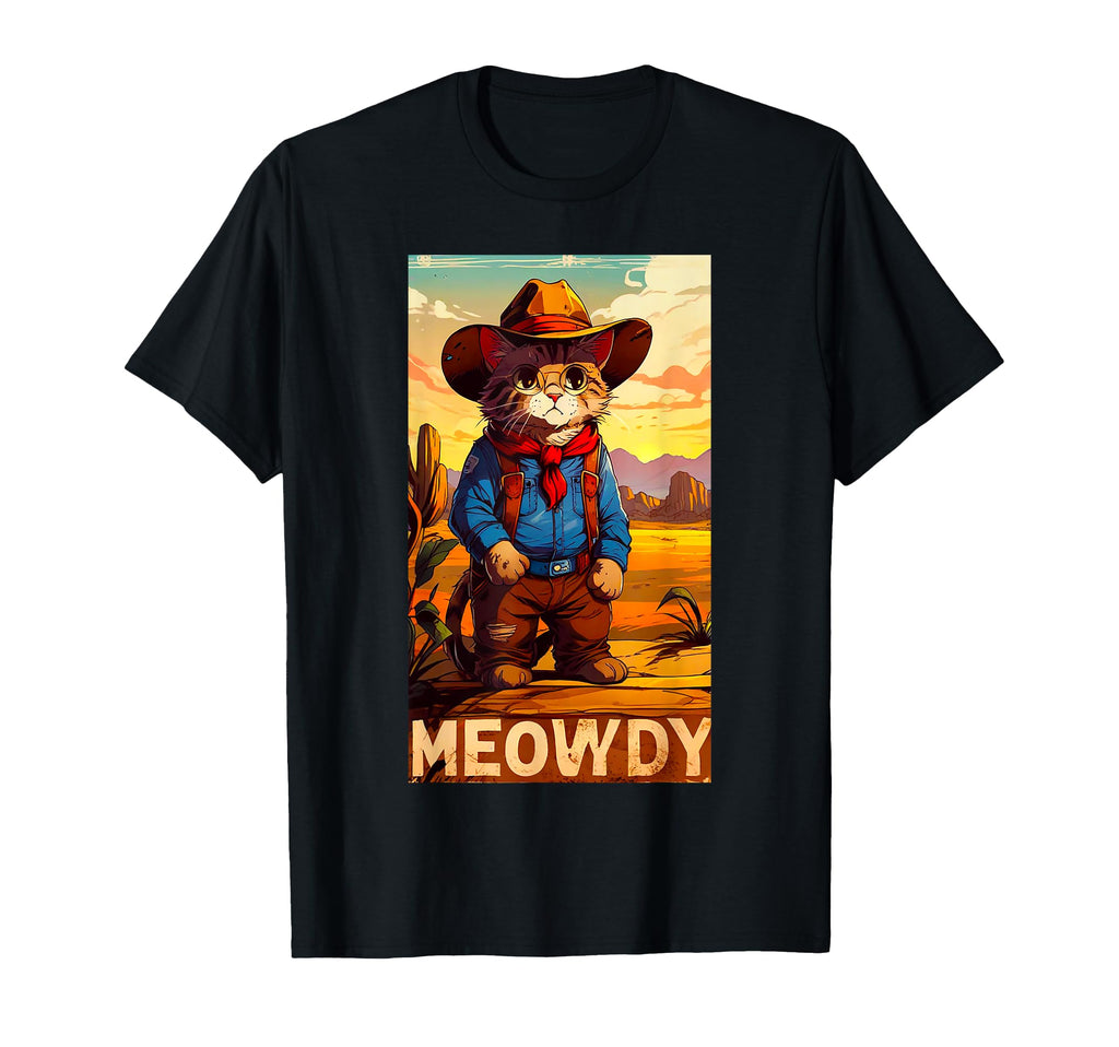 Meowdy Partner Funny Country Side Cat T-Shirt - Trendy Graphic for Adults - T-Shirt, Sweatshirt, Hoodie