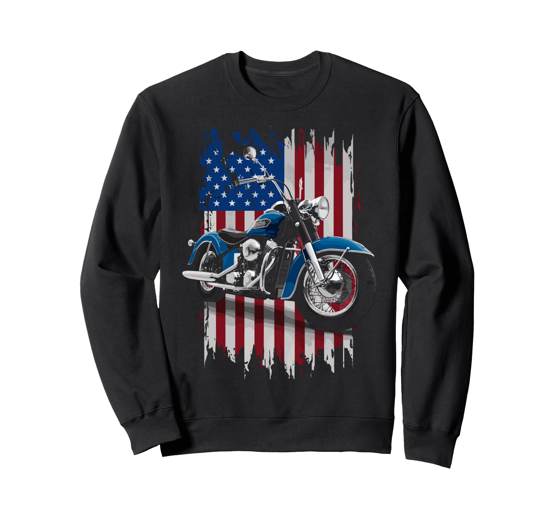 Patriotic Motorcycle Usa Flag Sweatshirt - Novelty Apparel for Adults - T-Shirt, Sweatshirt, Hoodie