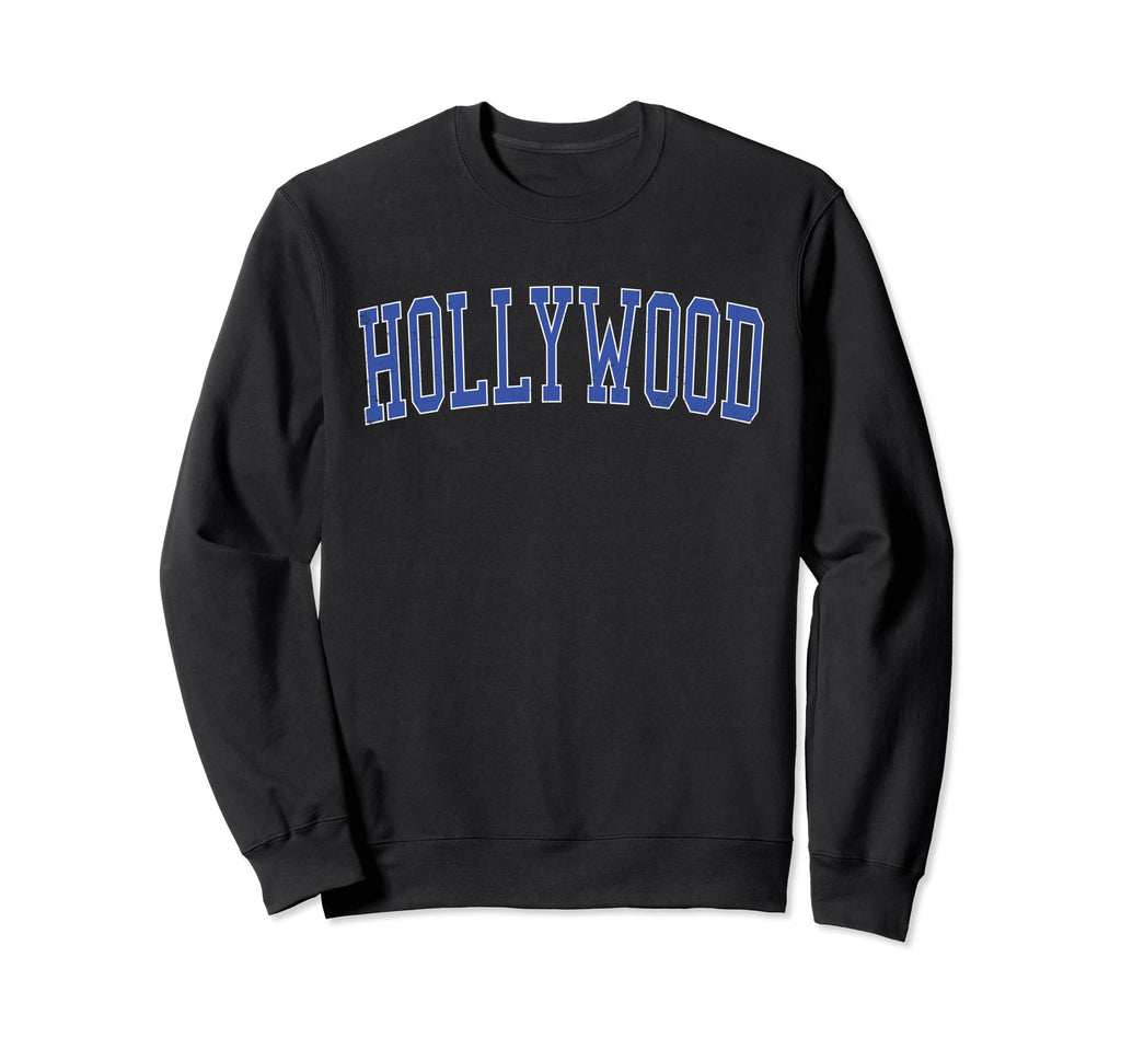 Hollywood Fl Distressed Blue Sweatshirt - Aesthetic Graphic Men Women - T-Shirt, Sweatshirt, Hoodie