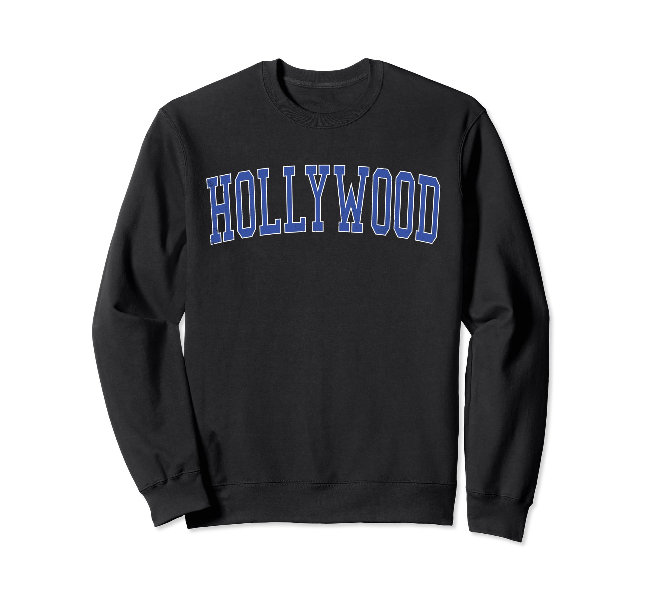 Hollywood Fl Distressed Blue Sweatshirt - Aesthetic Graphic Men Women - T-Shirt, Sweatshirt, Hoodie
