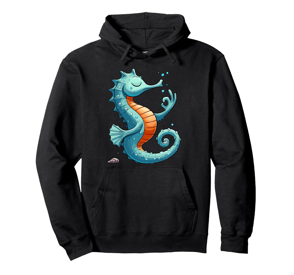Meditation Seahorse Yoga Pose Relaxing Hoodie - Fun Novelty Design Unisex - T-Shirt, Sweatshirt, Hoodie