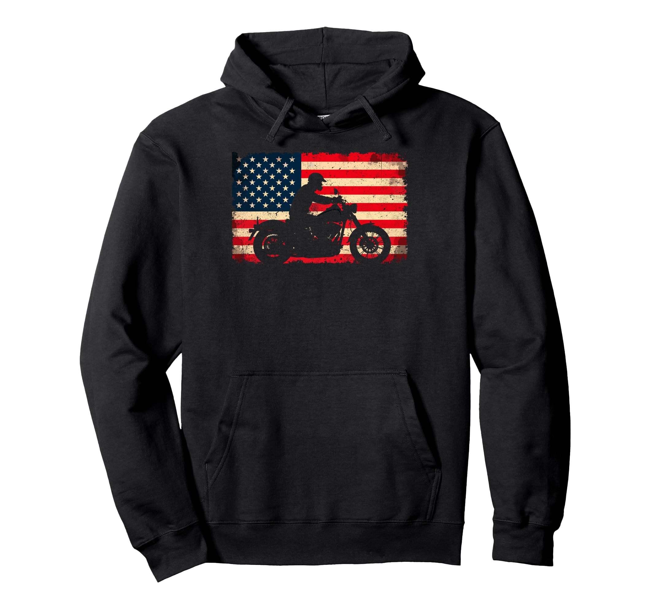 Us Flag Biker Riding Lover Motorcycle Hoodie - Streetwear Style Men Women - T-Shirt, Sweatshirt, Hoodie