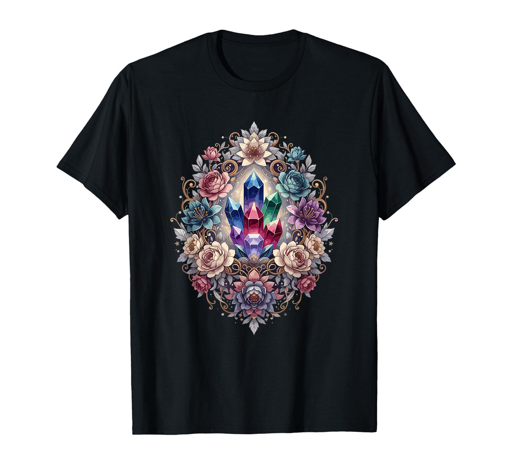 Colorful Crystal Cluster Surrounded T-Shirt - Fun Novelty Design Unisex - T-Shirt, Sweatshirt, Hoodie
