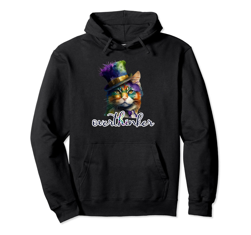 Overthinking Cat Meme Overthinker Gifts Hoodie - Unique Graphic Men Women - T-Shirt, Sweatshirt, Hoodie