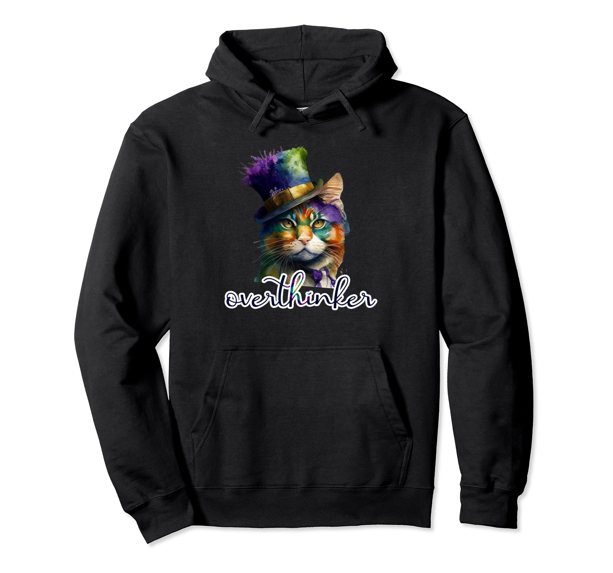 Overthinking Cat Meme Overthinker Gifts Hoodie - Unique Graphic Men Women - T-Shirt, Sweatshirt, Hoodie