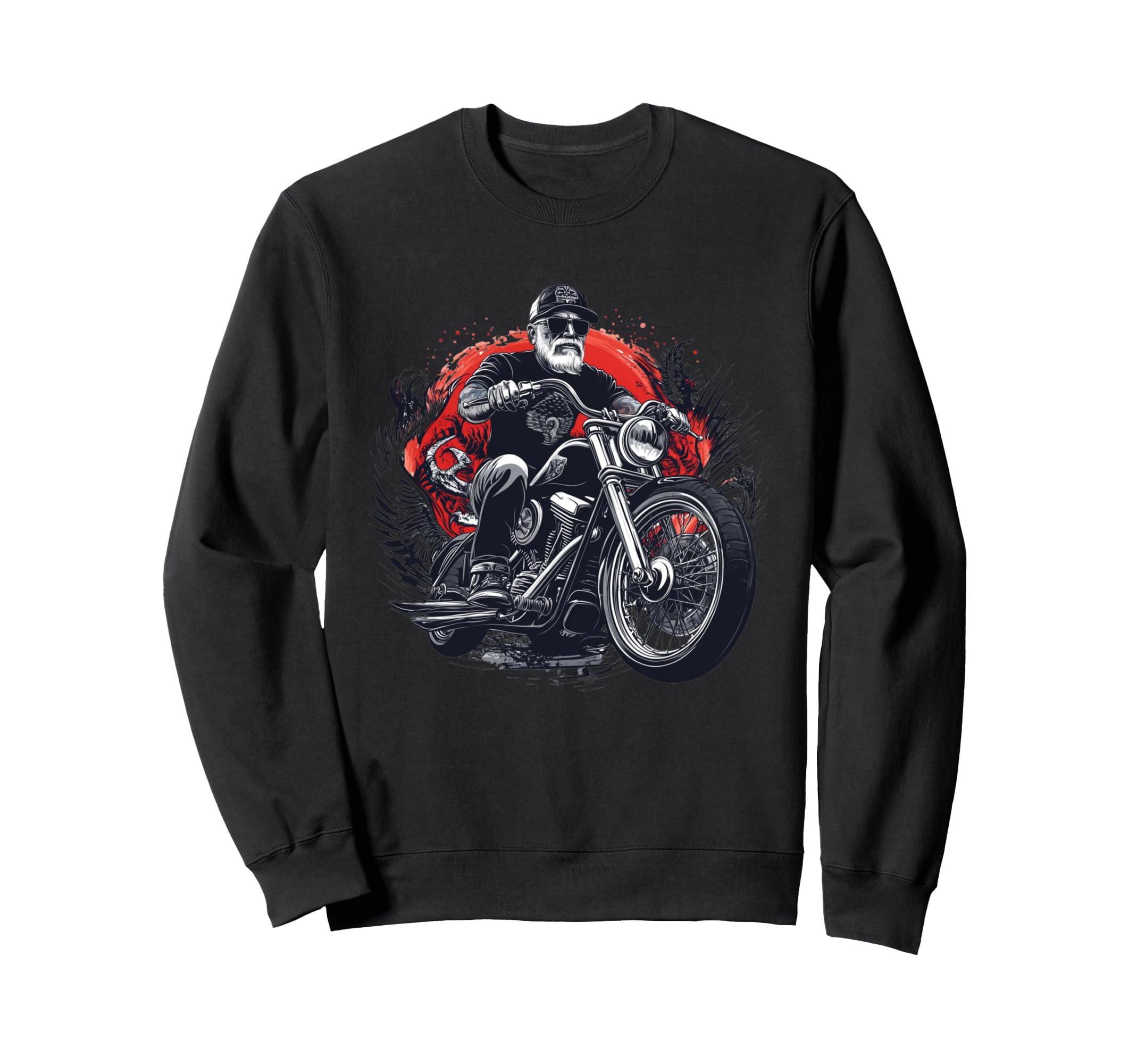 Tattooed Grandpa Who Rides Sweatshirt - Graphic Print for Adults - T-Shirt, Sweatshirt, Hoodie
