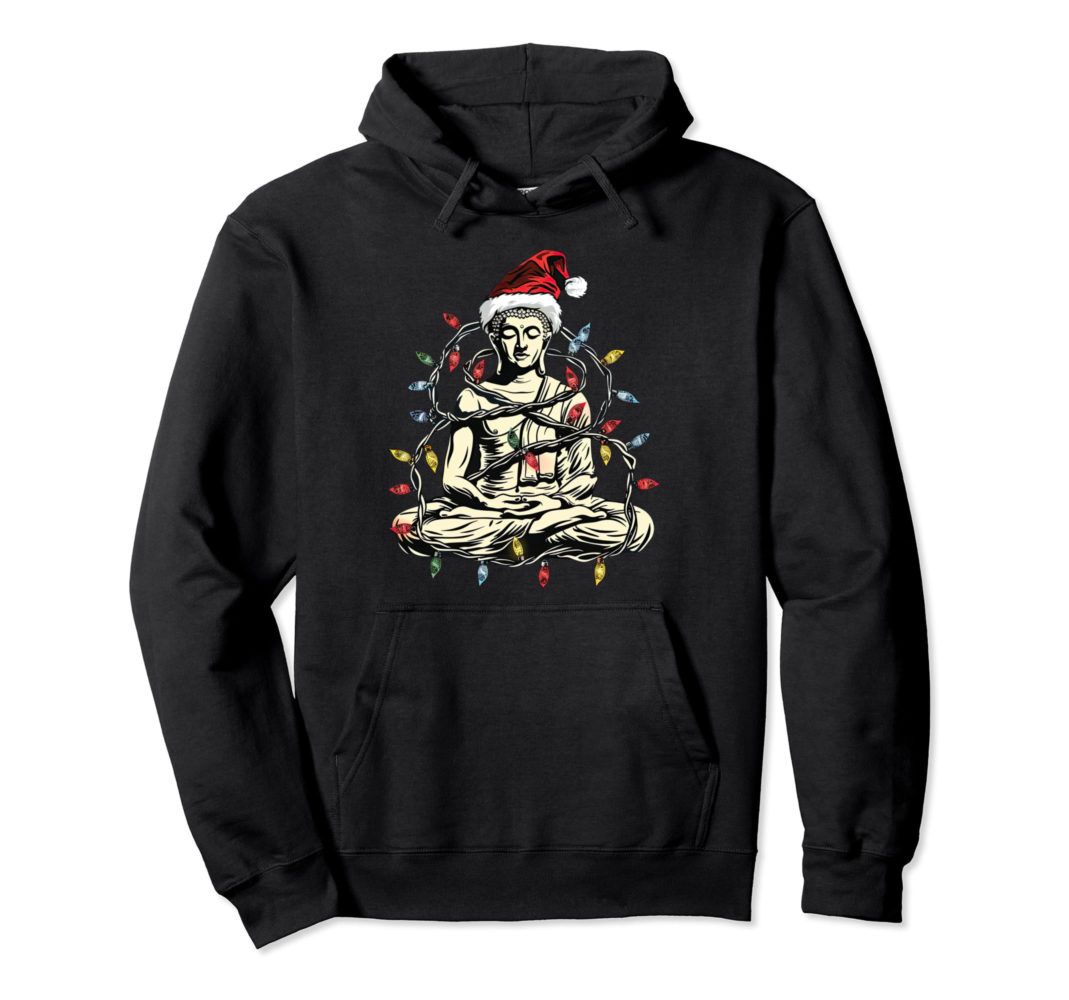 Funny Meditation Buddha Santa Hat Hoodie - Trendy Graphic for Adults - T-Shirt, Sweatshirt, Hoodie