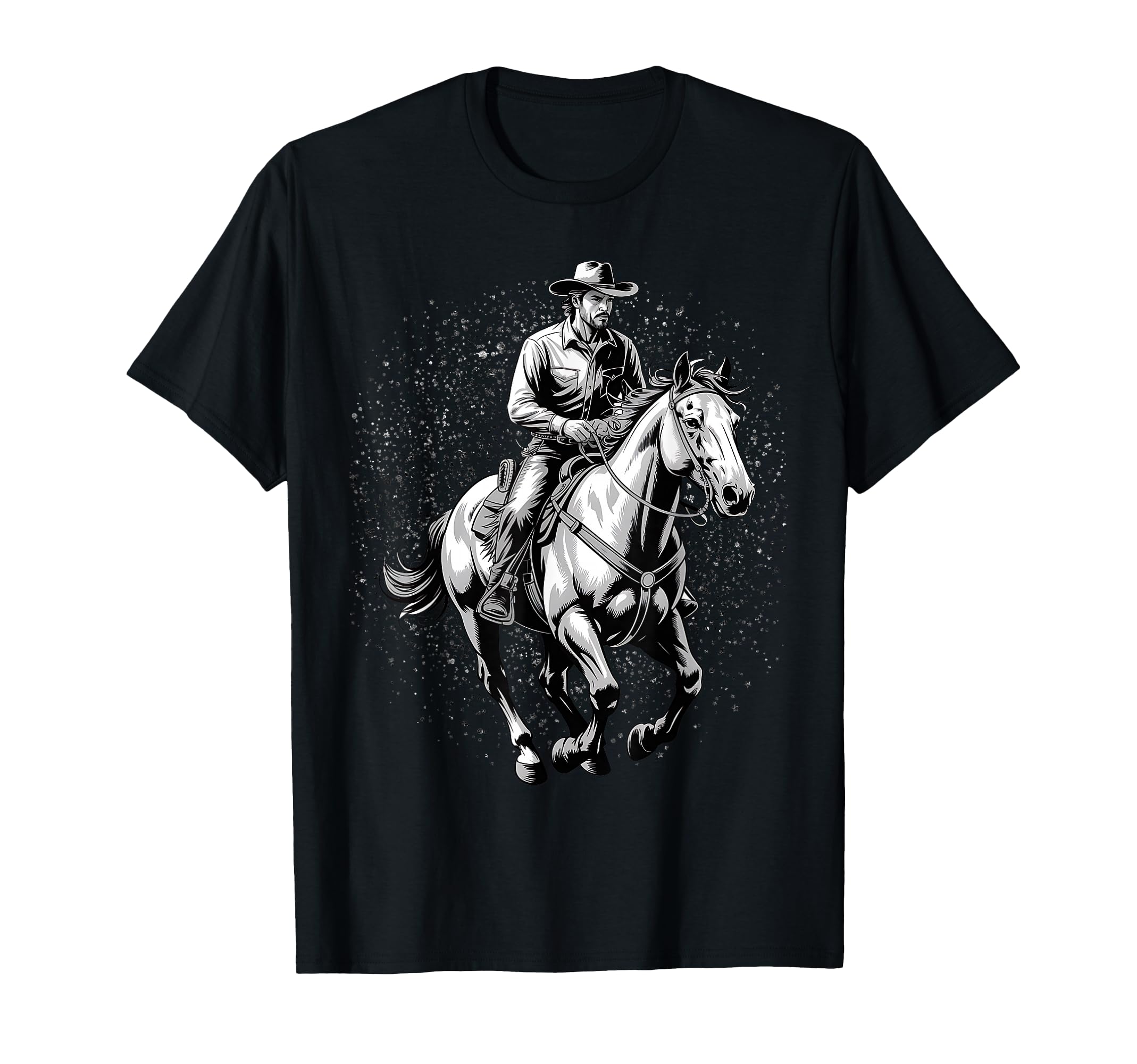 Rodeo Cowboy Dark Western Horse Art T-Shirt - Minimalist Print Men Women - T-Shirt, Sweatshirt, Hoodie