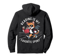 Reading Is My Favorite Sport Funny Cat Hoodie - Minimalist Print Unisex - T-Shirt, Sweatshirt, Hoodie