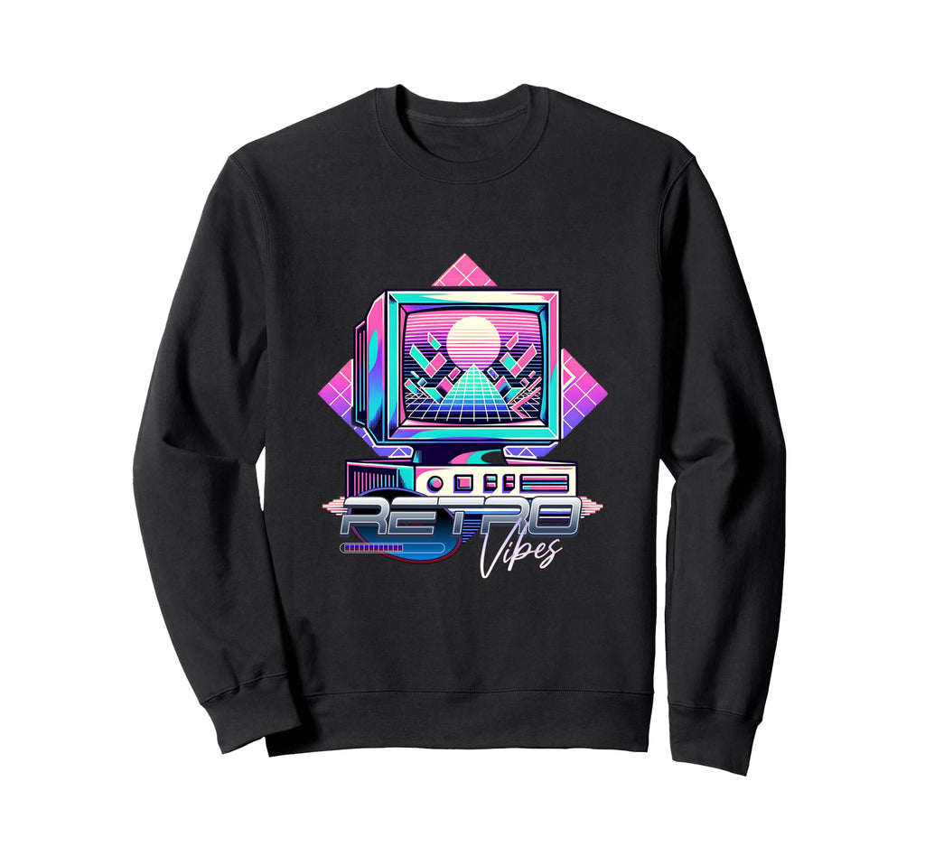Vibes Crt Tv 80S Synthwave Sweatshirt - Minimalist Print for Adults - T-Shirt, Sweatshirt, Hoodie