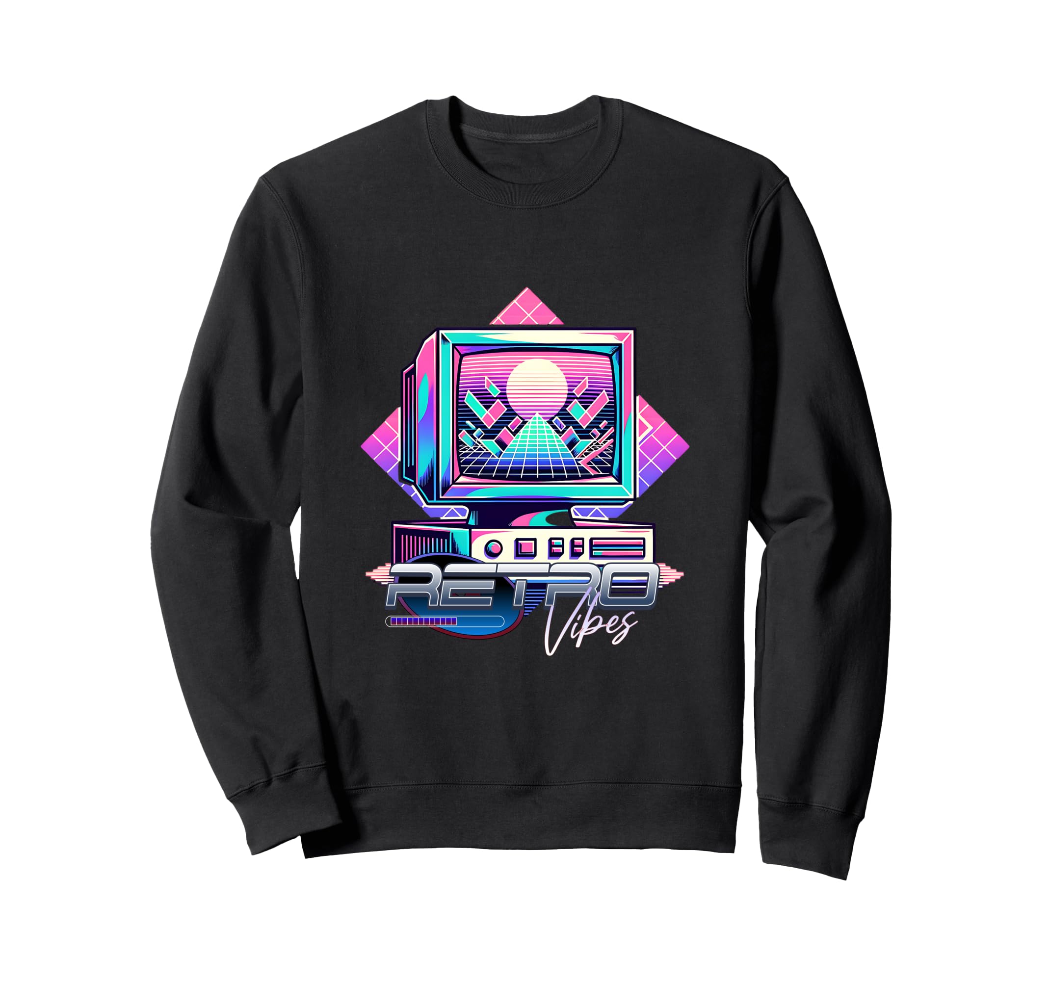 Vibes Crt Tv 80S Synthwave Sweatshirt - Minimalist Print for Adults - T-Shirt, Sweatshirt, Hoodie