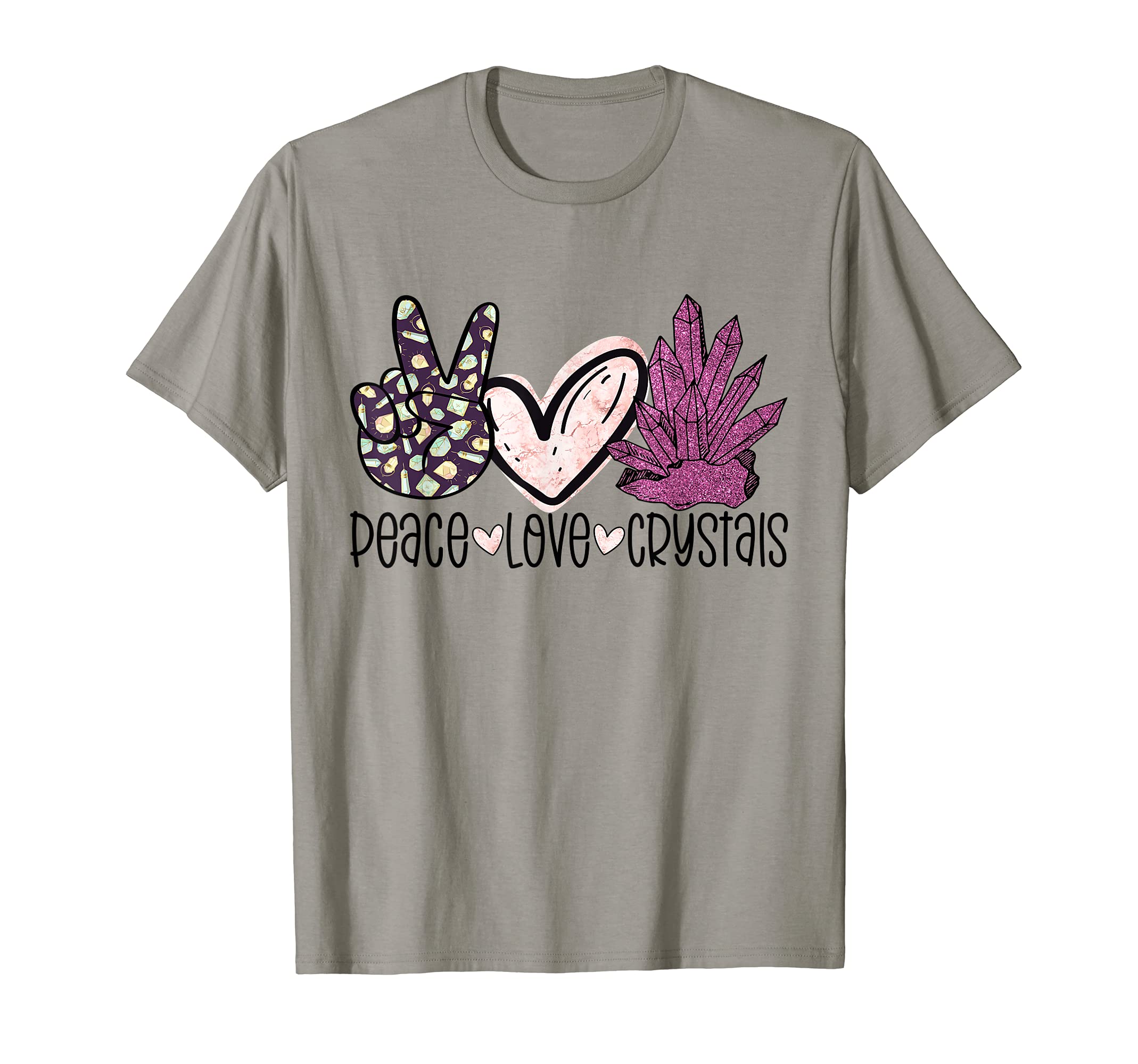 Peace Love Crystals Energy Healer T-Shirt - Streetwear Style Men Women - T-Shirt, Sweatshirt, Hoodie