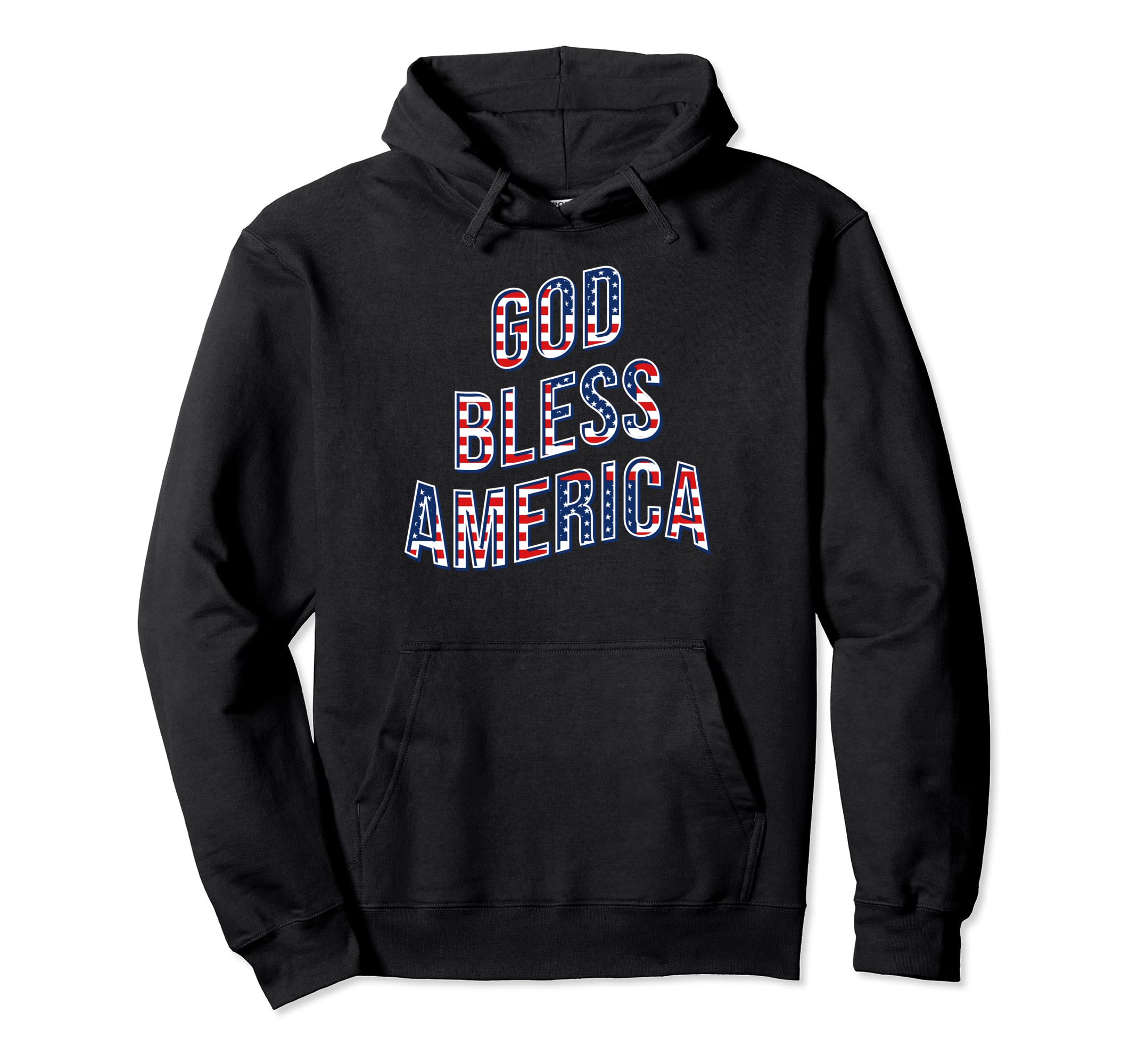 God Bless America Flag Typography Hoodie - Fun Novelty Design for Adults - T-Shirt, Sweatshirt, Hoodie