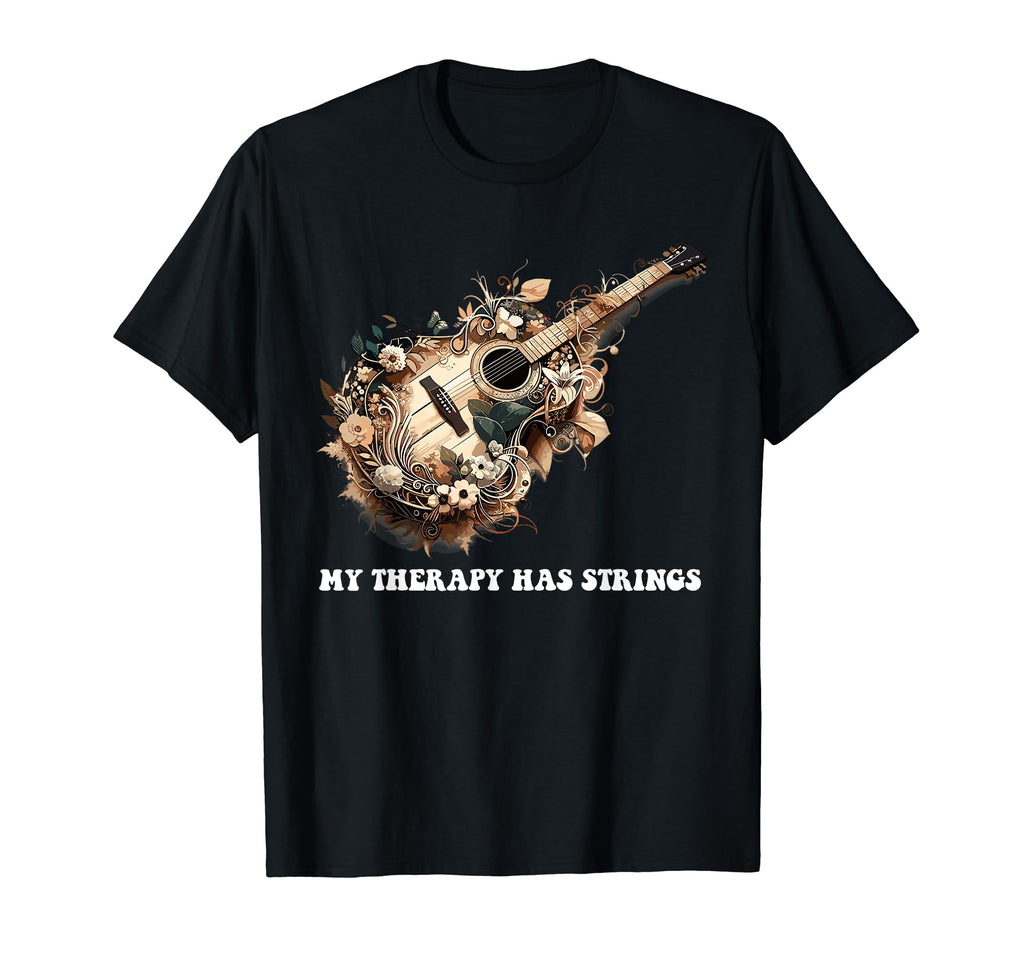 My Therapy Has Strings Acoustic T-Shirt - Minimalist Print Men Women - T-Shirt, Sweatshirt, Hoodie