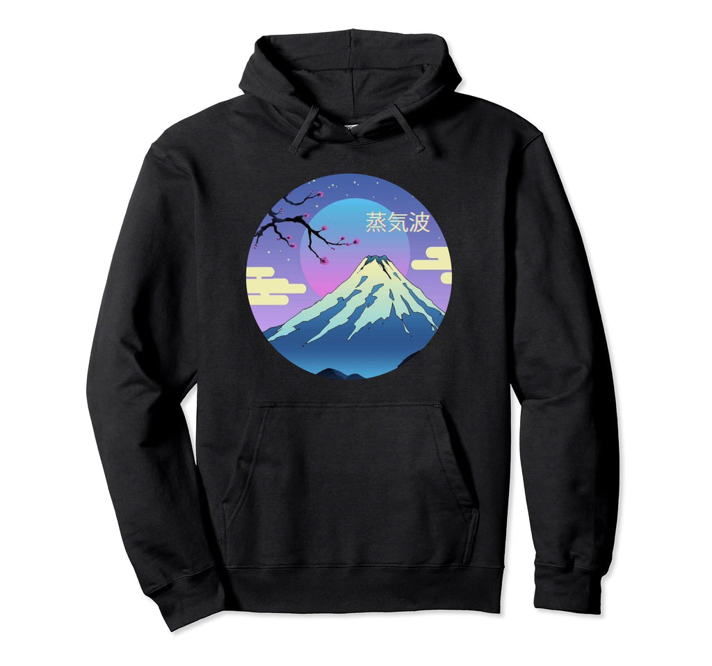 Mt Fuji Japan Outrun Vaporwave Hoodie - Minimalist Print Men Women - T-Shirt, Sweatshirt, Hoodie