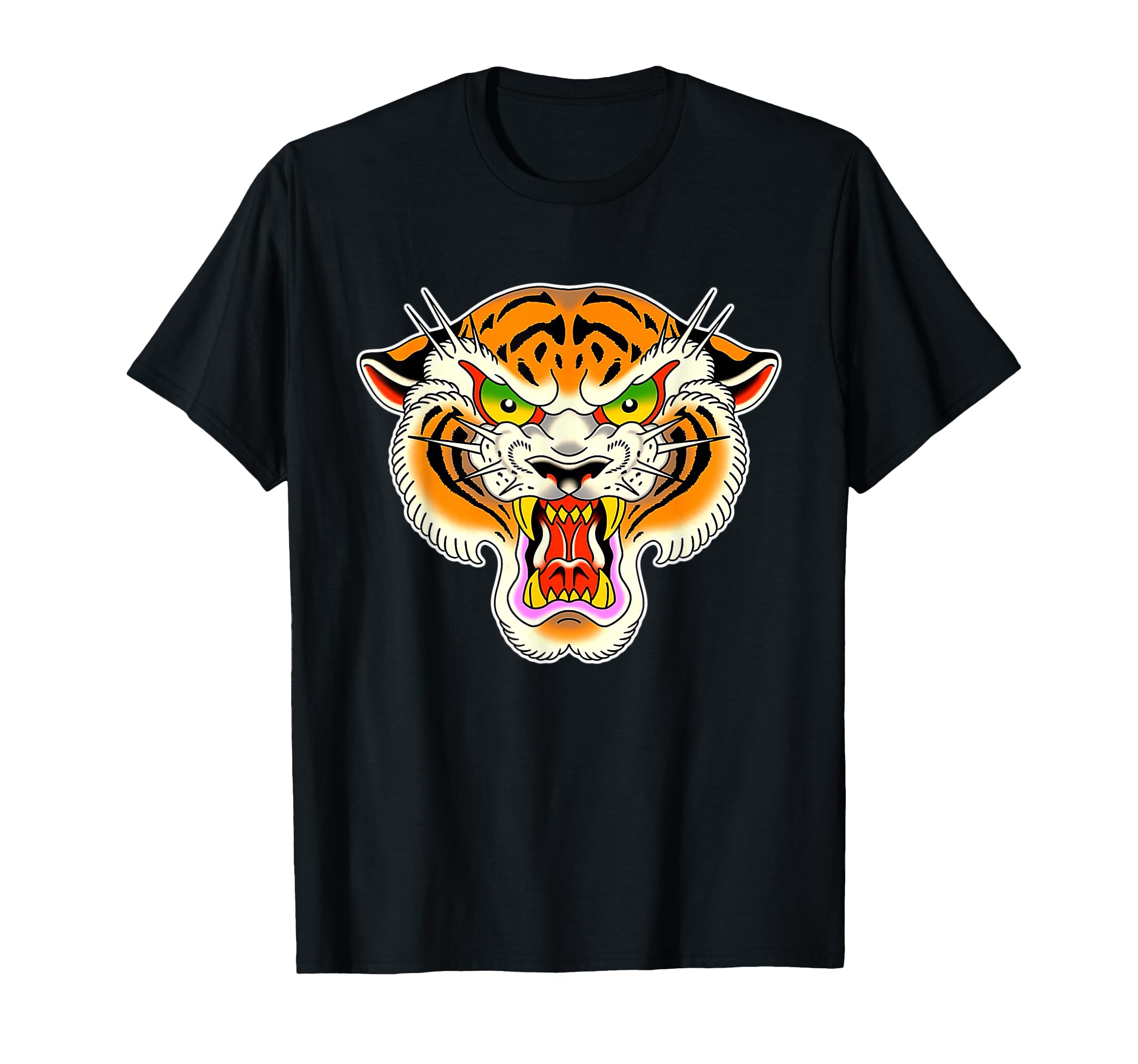 Tiger Head Traditional Tattoo Flash T-Shirt - Minimalist Print for Adults - T-Shirt, Sweatshirt, Hoodie