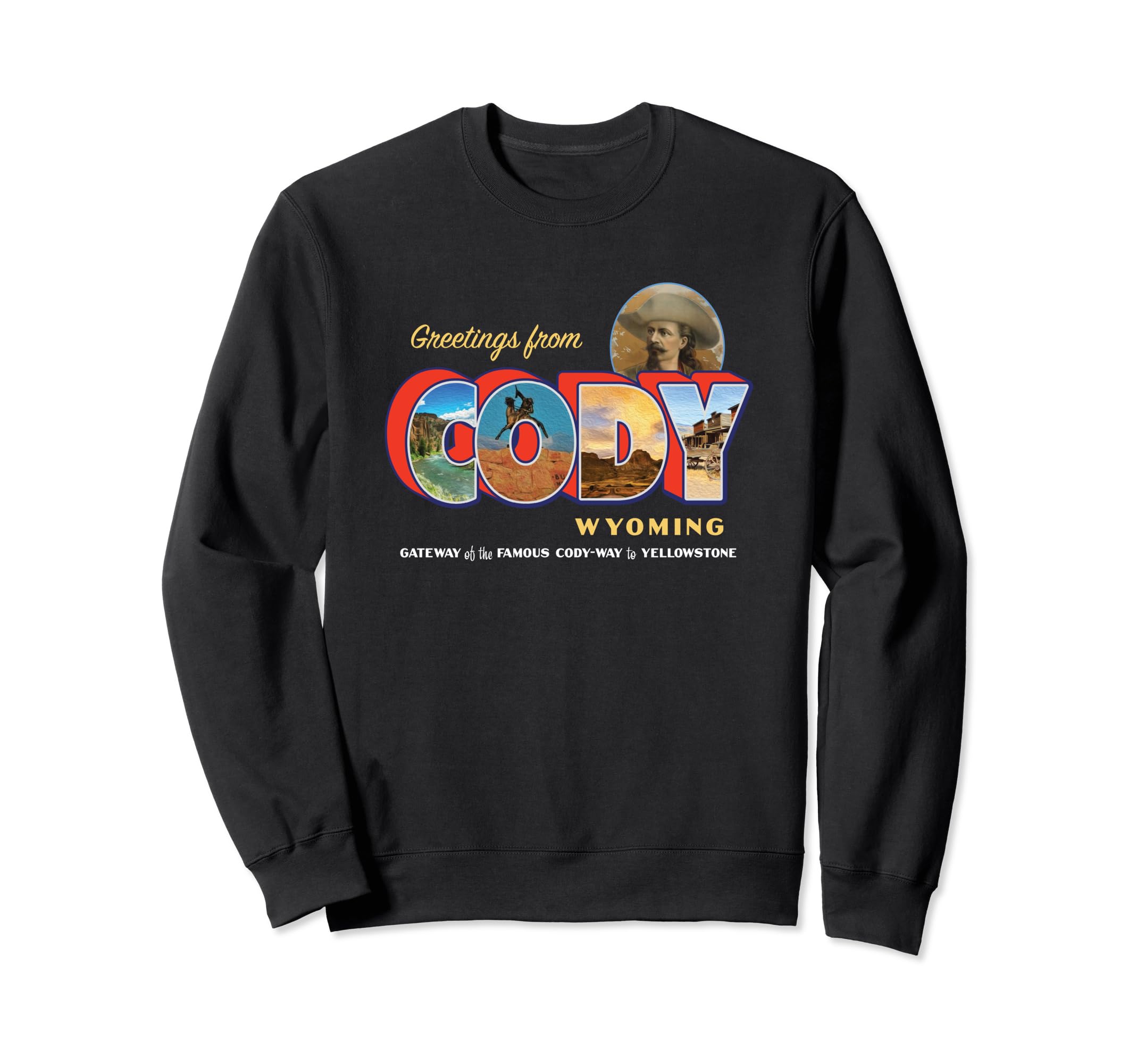 Cody Wyoming Large Letter Postcard Sweatshirt - Unique Graphic Men Women - T-Shirt, Sweatshirt, Hoodie
