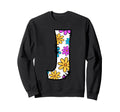 Letter J Daisy Floral Alphabet Sweatshirt - Unique Graphic Men Women - T-Shirt, Sweatshirt, Hoodie