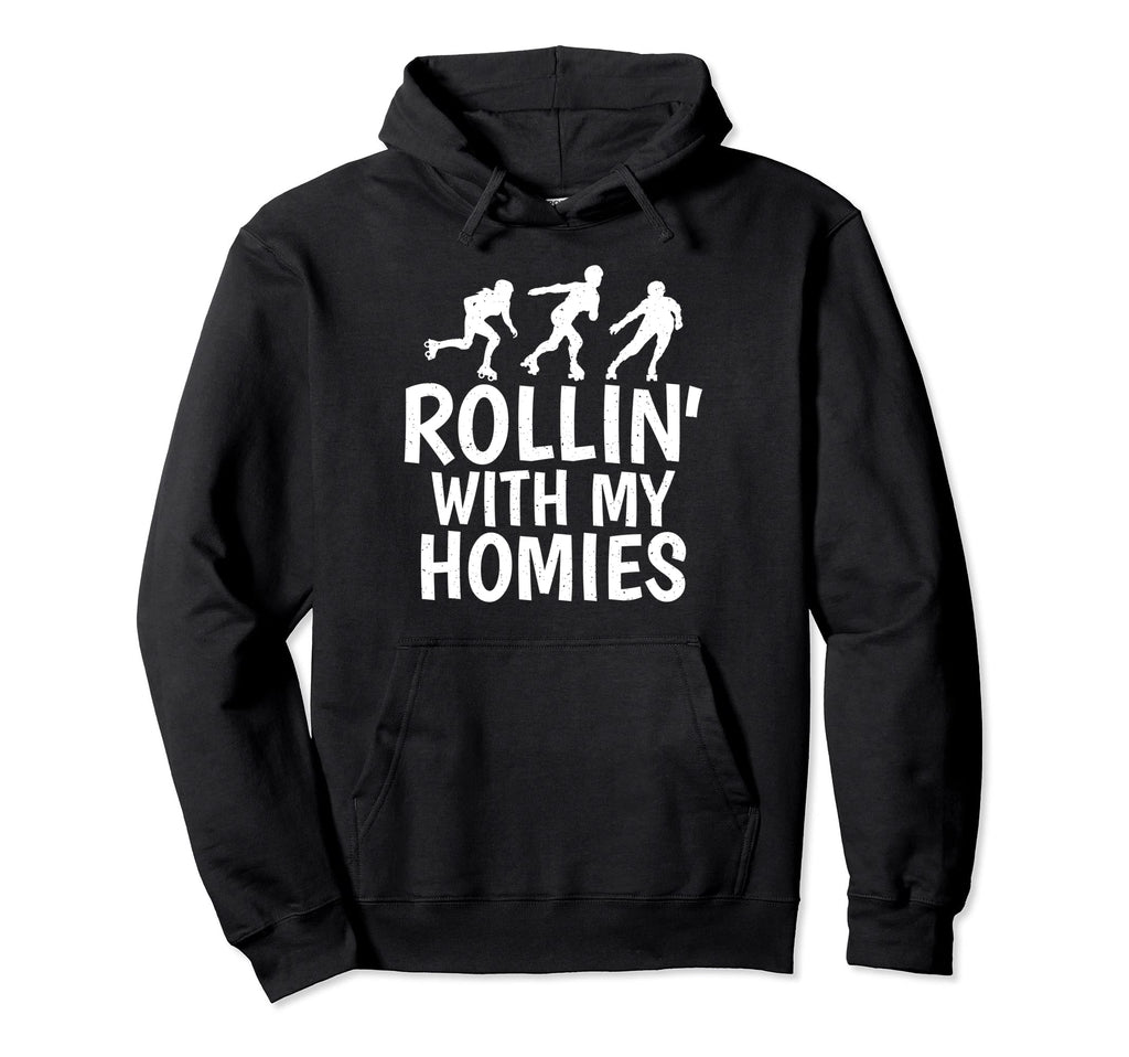 Rollin My Homies Roller Skating Hoodie - Minimalist Print for Adults - T-Shirt, Sweatshirt, Hoodie