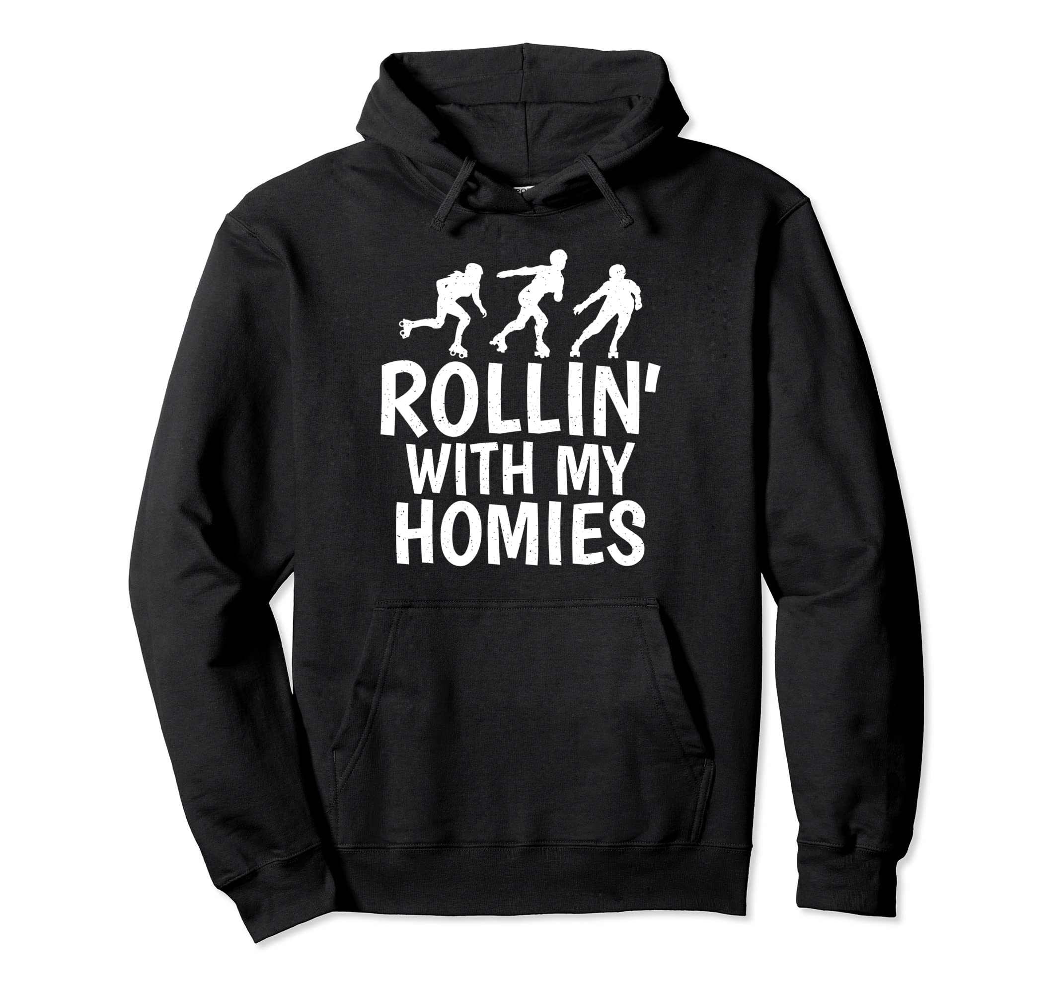 Rollin My Homies Roller Skating Hoodie - Minimalist Print for Adults - T-Shirt, Sweatshirt, Hoodie