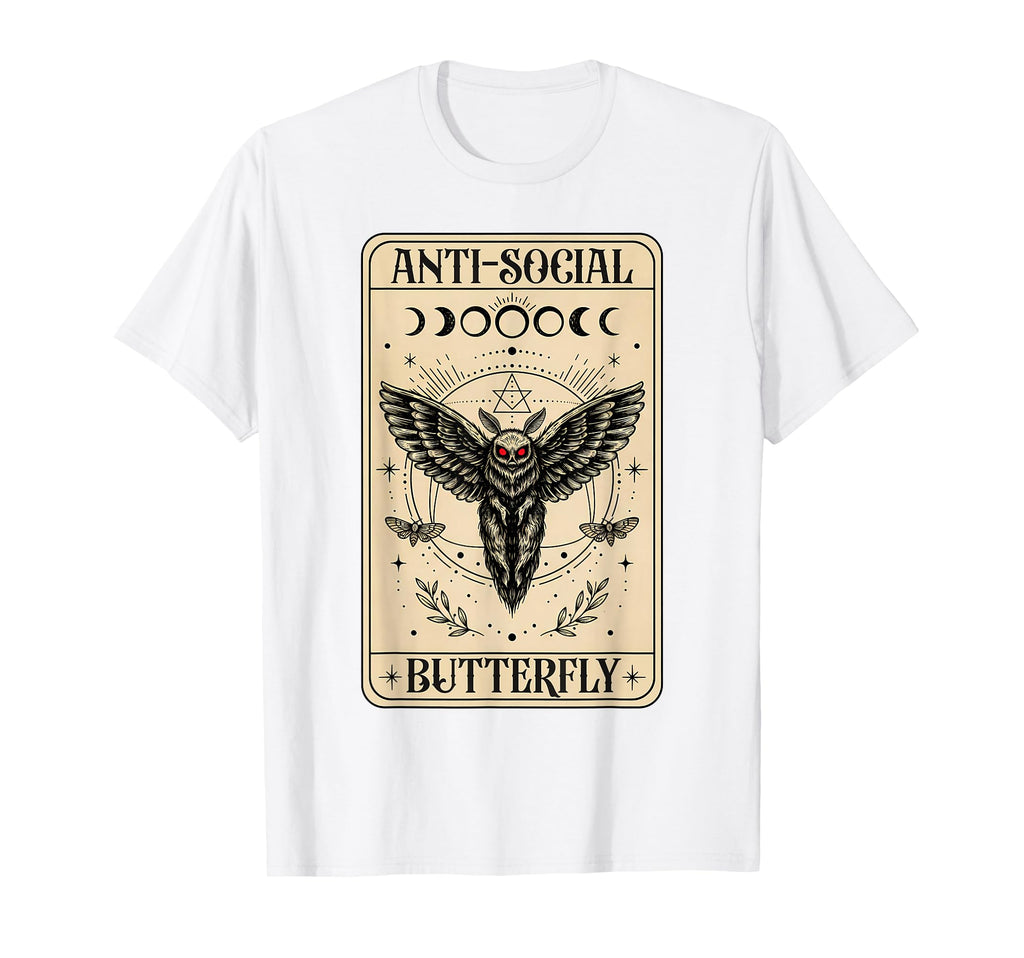 Mothman Anti Social Funny Butterfly T-Shirt - Fun Novelty Design Unisex - T-Shirt, Sweatshirt, Hoodie
