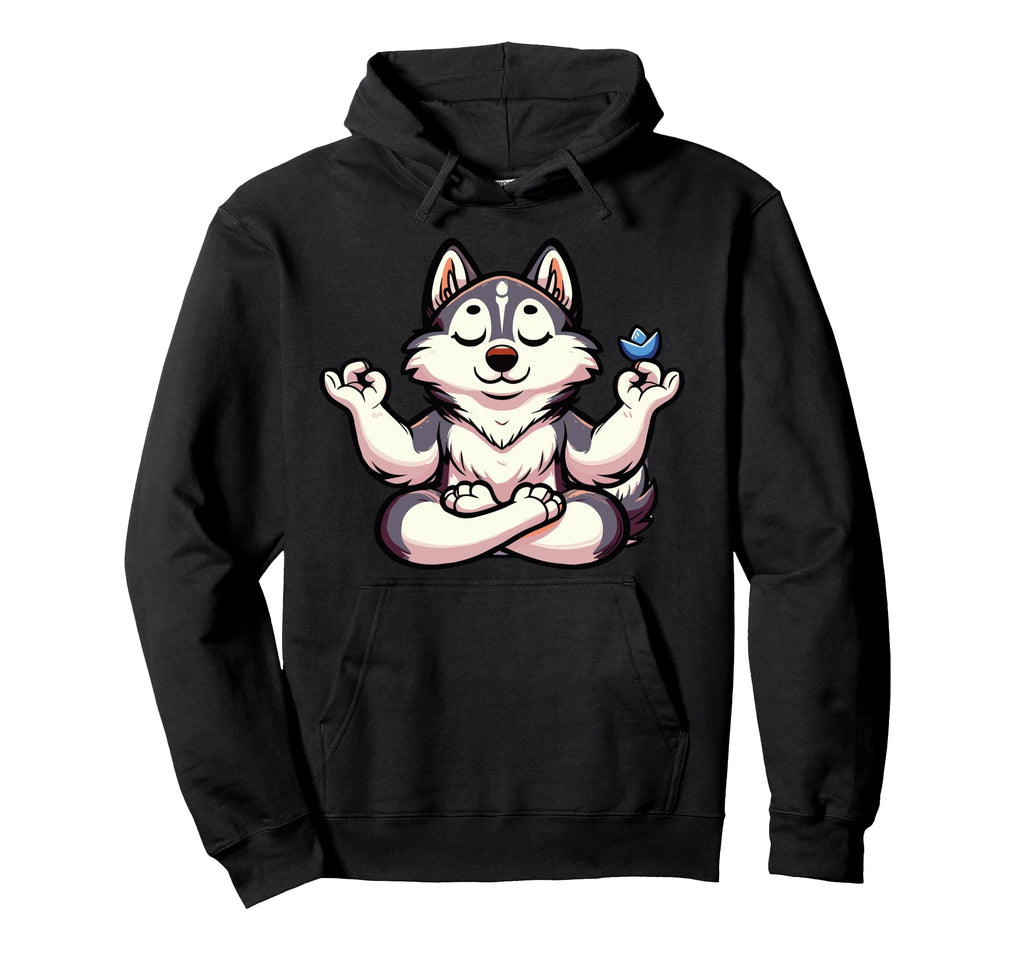 Meditation Huskey Yoga Pose Relaxing Animal Hoodie - Graphic Print Unisex - T-Shirt, Sweatshirt, Hoodie