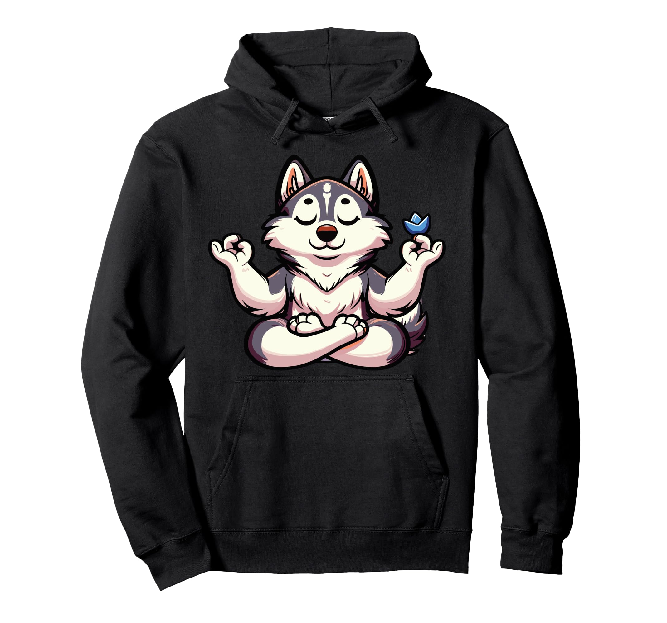 Meditation Huskey Yoga Pose Relaxing Animal Hoodie - Graphic Print Unisex - T-Shirt, Sweatshirt, Hoodie