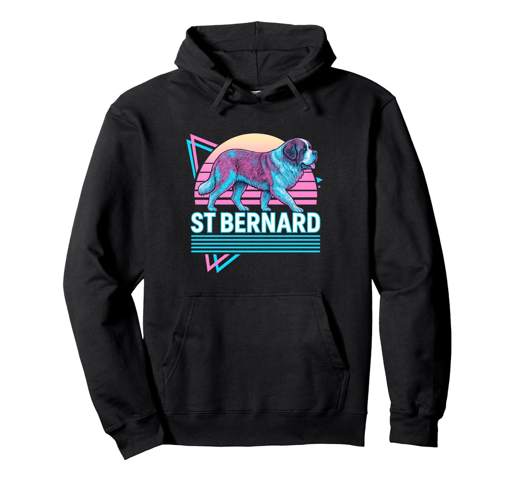 Saint Bernard Synthwave Aesthetic Dog Hoodie - Aesthetic Graphic Men Women - T-Shirt, Sweatshirt, Hoodie