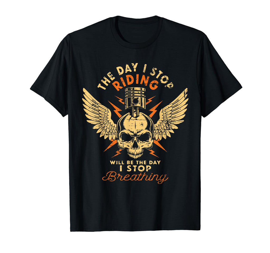 Distressed Old Biker Motorcycle Birthday T-Shirt - Graphic Print Men Women - T-Shirt, Sweatshirt, Hoodie