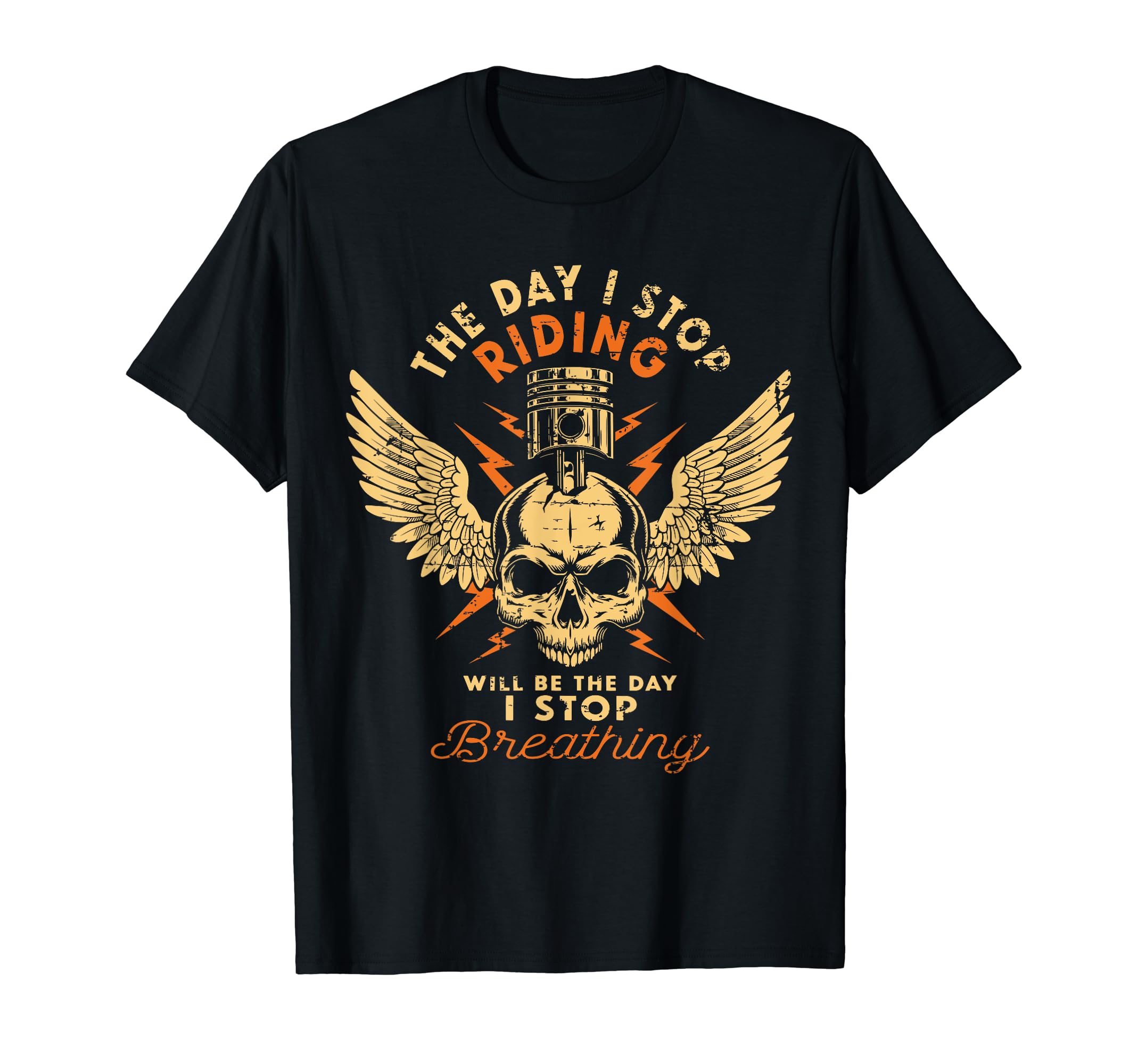 Distressed Old Biker Motorcycle Birthday T-Shirt - Graphic Print Men Women - T-Shirt, Sweatshirt, Hoodie