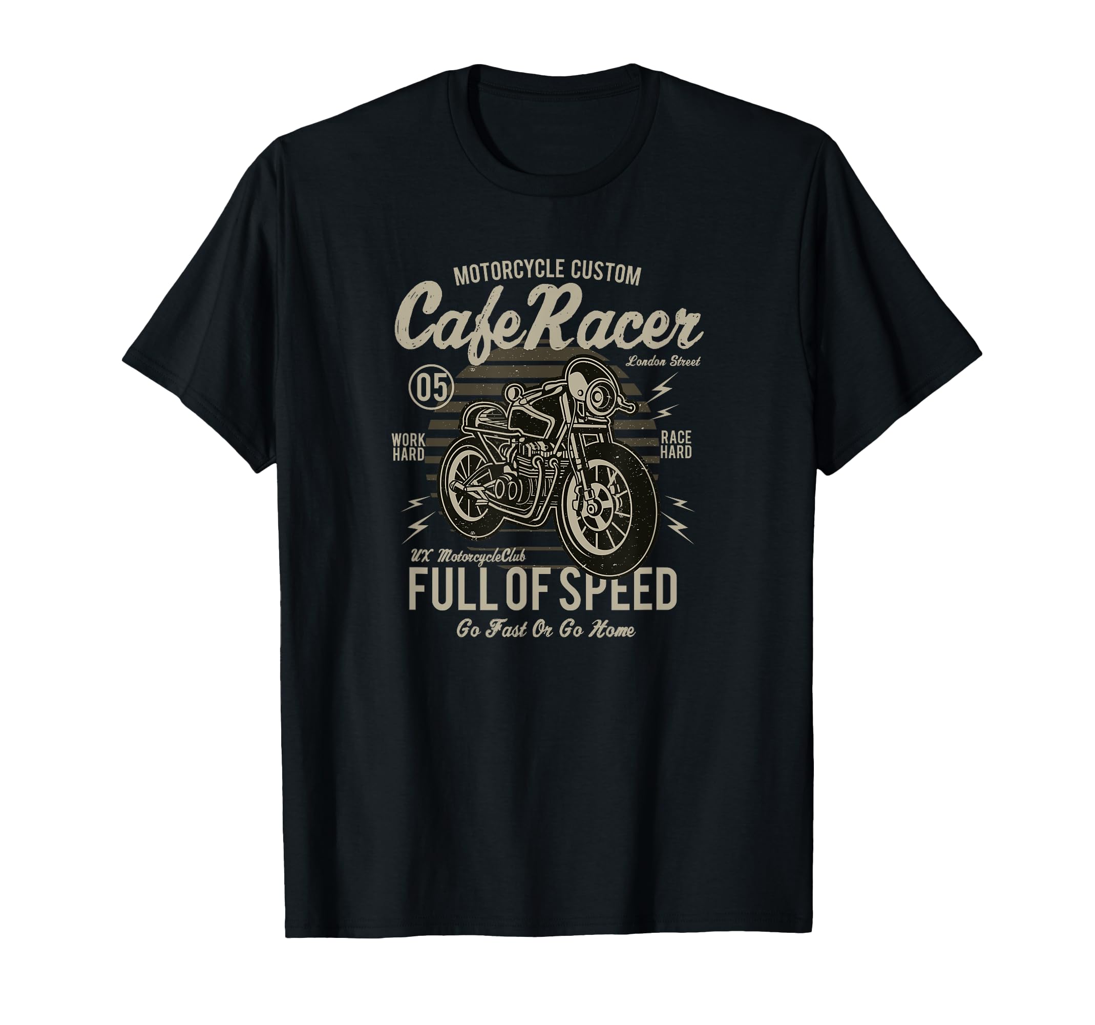 Cafe Racer Motorcycle Full Speed T-Shirt - Casual Everyday Wear Men Women - T-Shirt, Sweatshirt, Hoodie
