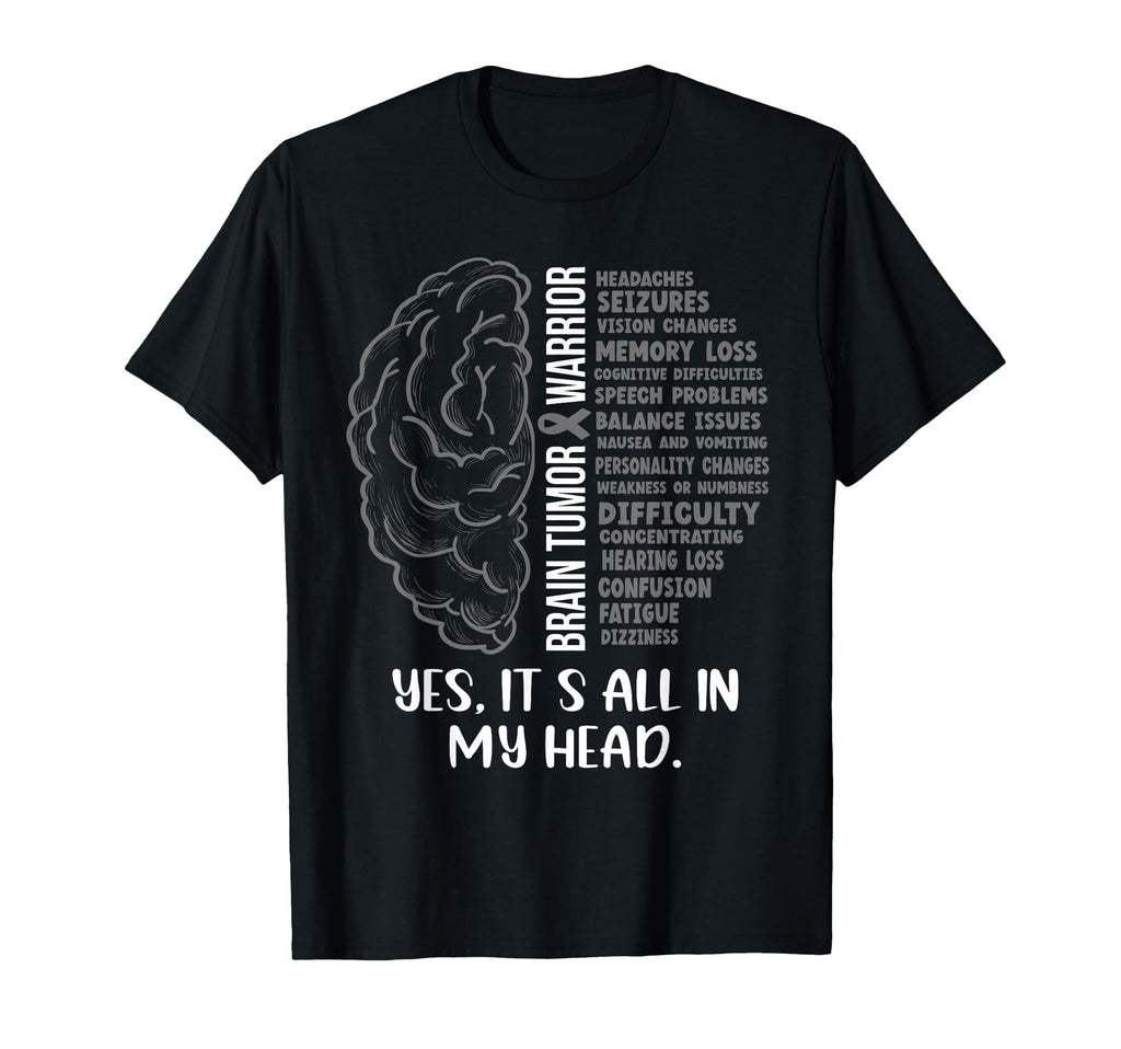 Brain Tumor Warrior Its All My Head T-Shirt - Custom Art Print for Adults - T-Shirt, Sweatshirt, Hoodie