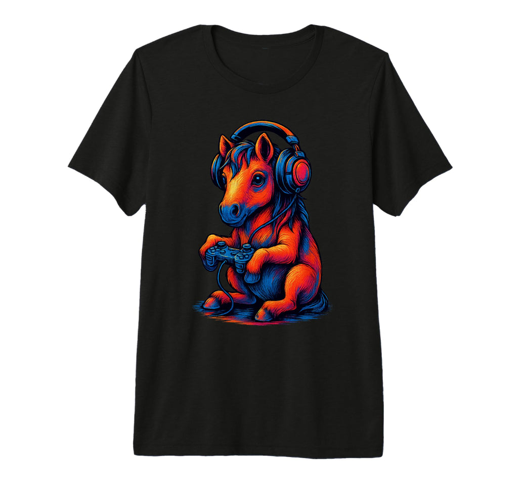 Horse Gamer Gaming Animal Lover Tri T-Shirt - Trendy Graphic for Adults - T-Shirt, Sweatshirt, Hoodie