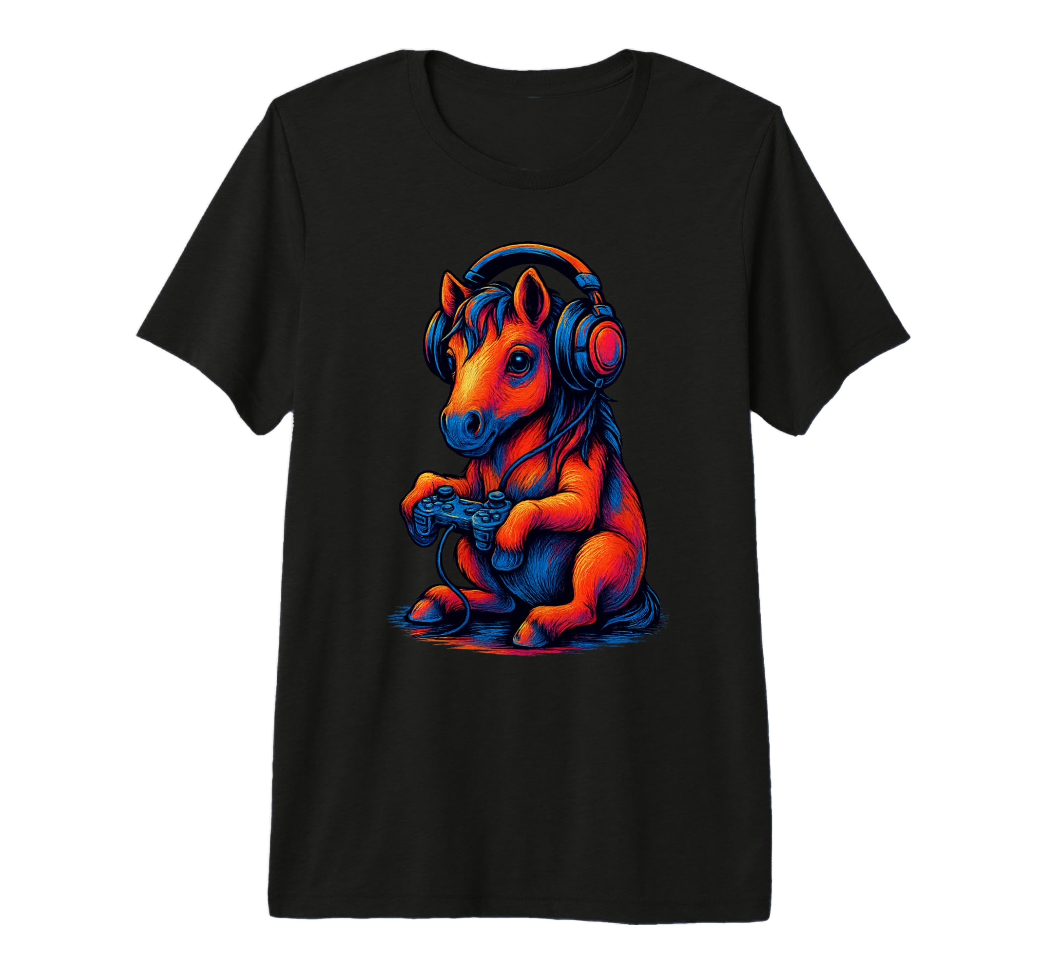 Horse Gamer Gaming Animal Lover Tri T-Shirt - Trendy Graphic for Adults - T-Shirt, Sweatshirt, Hoodie