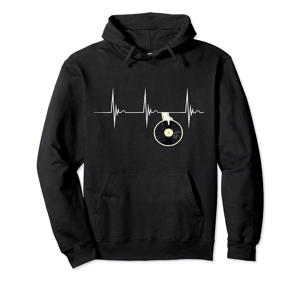Record Player Heartbeat Ekg Pulse Hoodie - Fun Novelty Design Unisex - T-Shirt, Sweatshirt, Hoodie