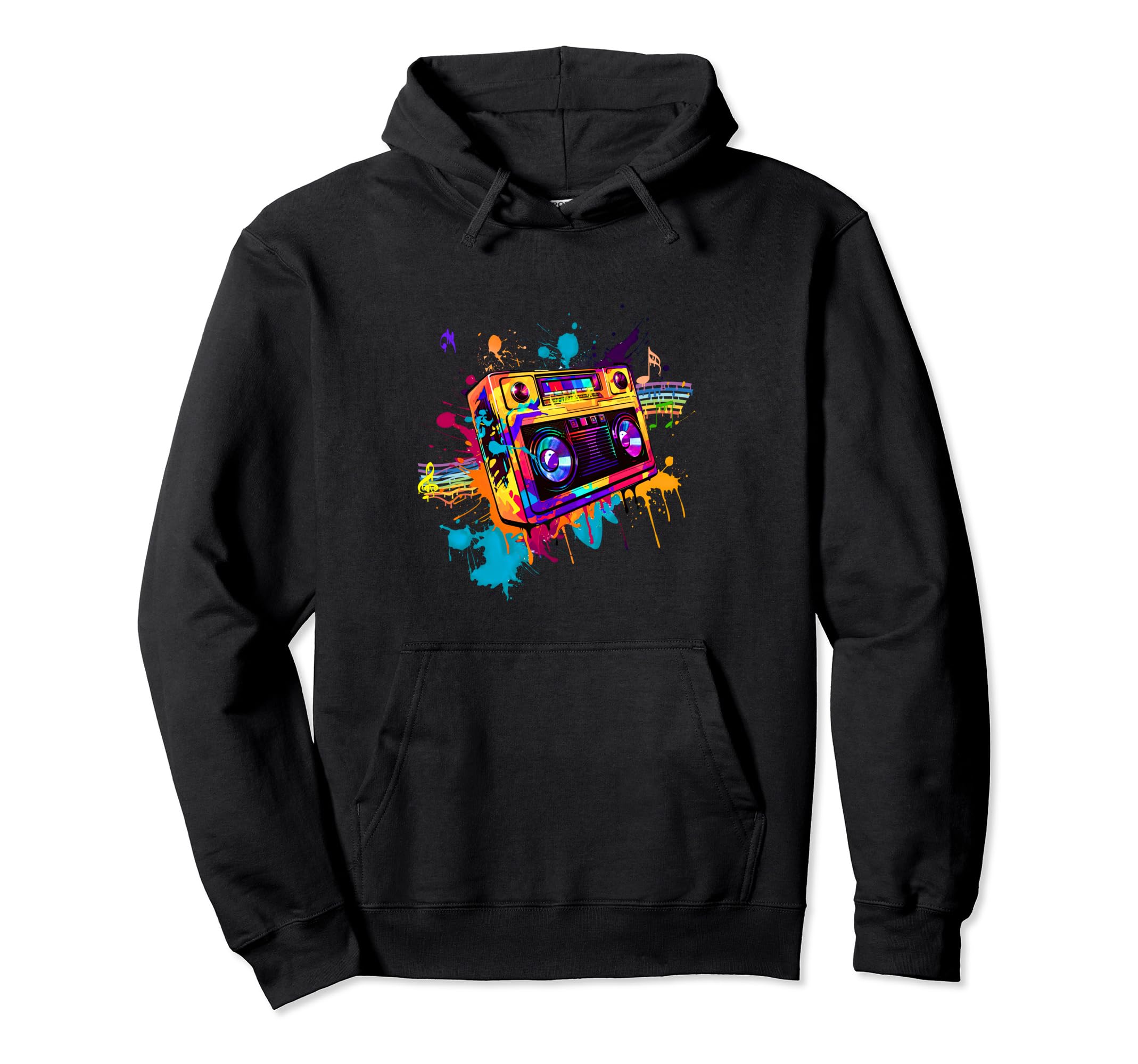 80S 1980S Splash Drip Art Boom Box Hoodie - Novelty Apparel Men Women - T-Shirt, Sweatshirt, Hoodie
