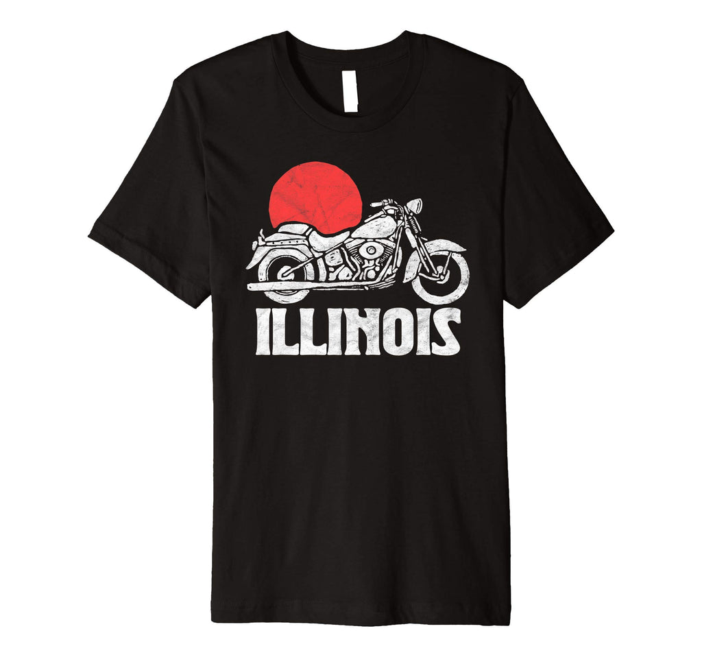Illinois Motorcycle Sun Minimalist T-Shirt - Graphic Print Unisex - T-Shirt, Sweatshirt, Hoodie