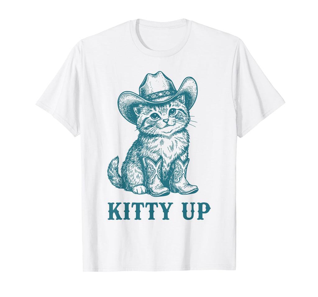 Cowboy Cat Kitty Up Western Cat Funny T-Shirt - Unique Graphic Unisex - T-Shirt, Sweatshirt, Hoodie