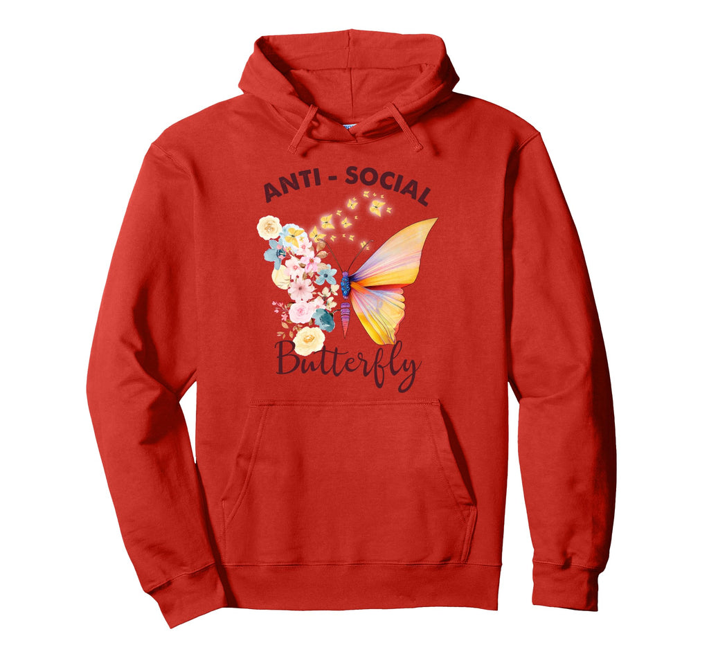 Antisocial Butterfly Introvert Funny Hoodie - Unique Graphic Unisex - T-Shirt, Sweatshirt, Hoodie