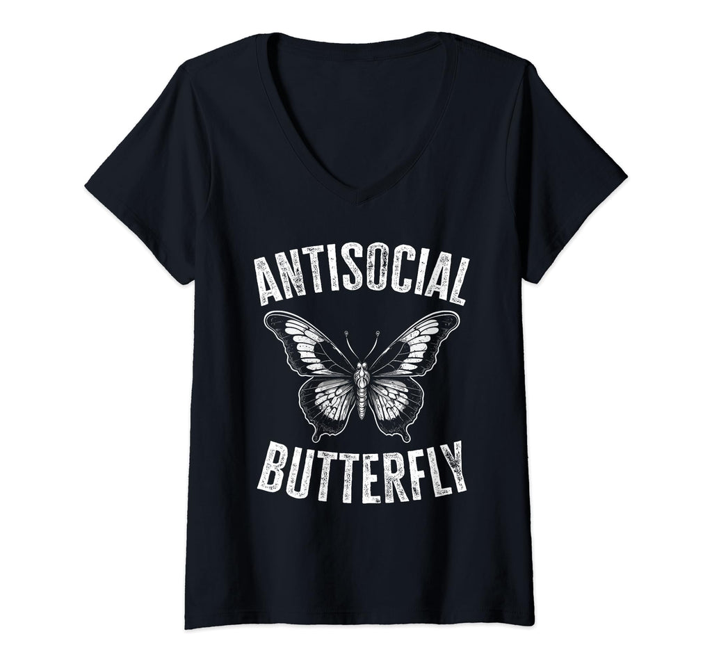 Womens Antisocial Butterfly T-Shirt - Aesthetic Graphic Men Women - T-Shirt, Sweatshirt, Hoodie
