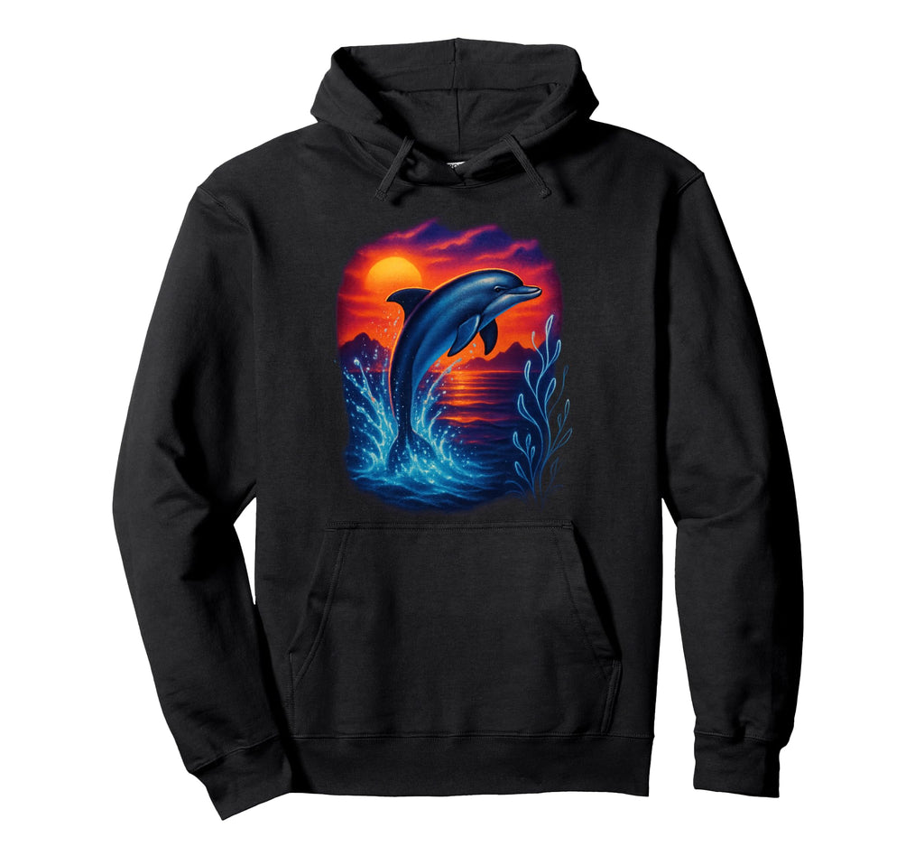 Dolphin Sunset Ocean Aesthetic Hoodie - Casual Everyday Wear for Adults - T-Shirt, Sweatshirt, Hoodie