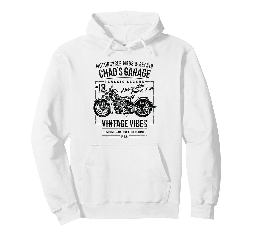 Chads Garage Motorcycle Name Chad Hoodie - Aesthetic Graphic Unisex - T-Shirt, Sweatshirt, Hoodie