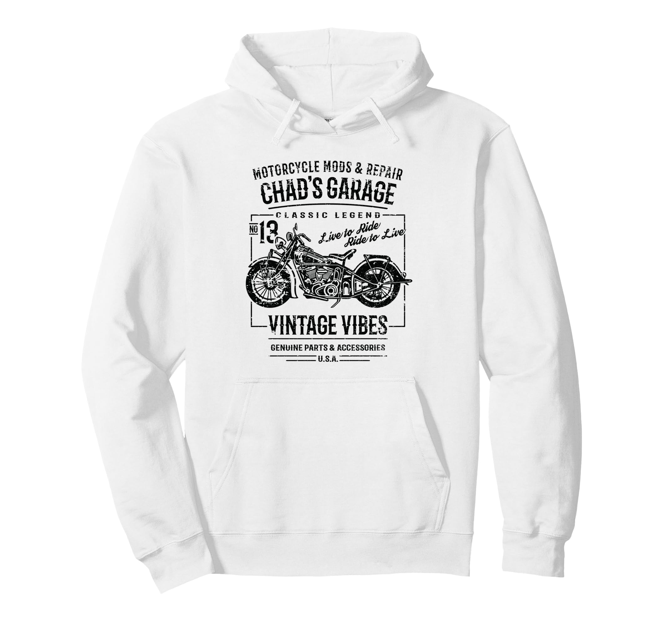 Chads Garage Motorcycle Name Chad Hoodie - Aesthetic Graphic Unisex - T-Shirt, Sweatshirt, Hoodie