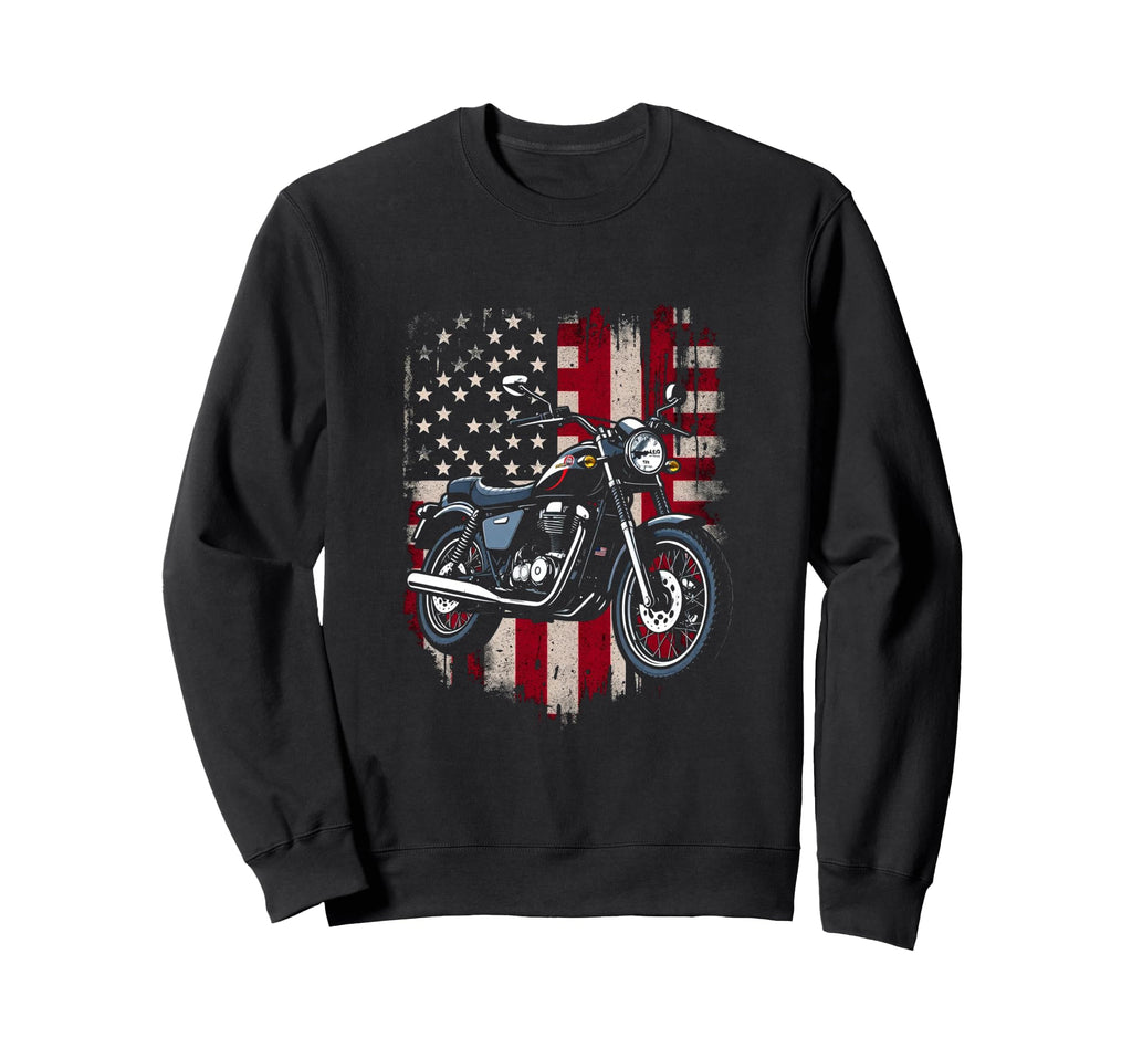 Motorcycle Patriotic Gift Hoodie - Unique Graphic for Adults - T-Shirt, Sweatshirt, Hoodie