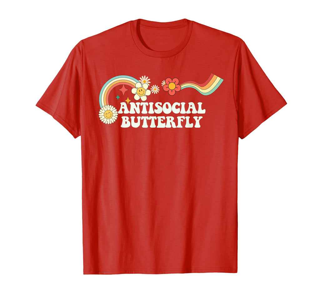 Groovy Funny Antisocial Butterfly T-Shirt - Casual Everyday Wear Men Women - T-Shirt, Sweatshirt, Hoodie