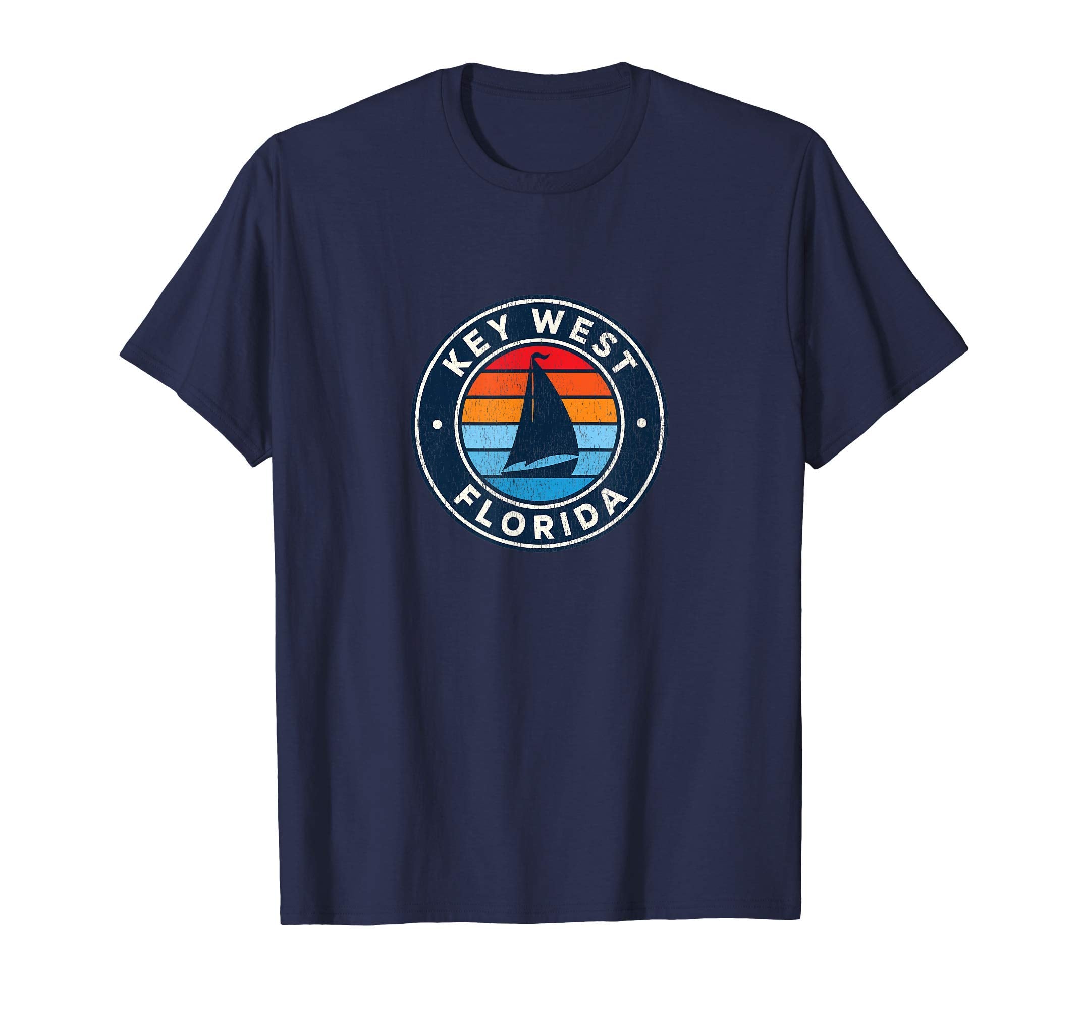 Key West Florida Fl Sailboat 70S T-Shirt - Custom Art Print Unisex - T-Shirt, Sweatshirt, Hoodie