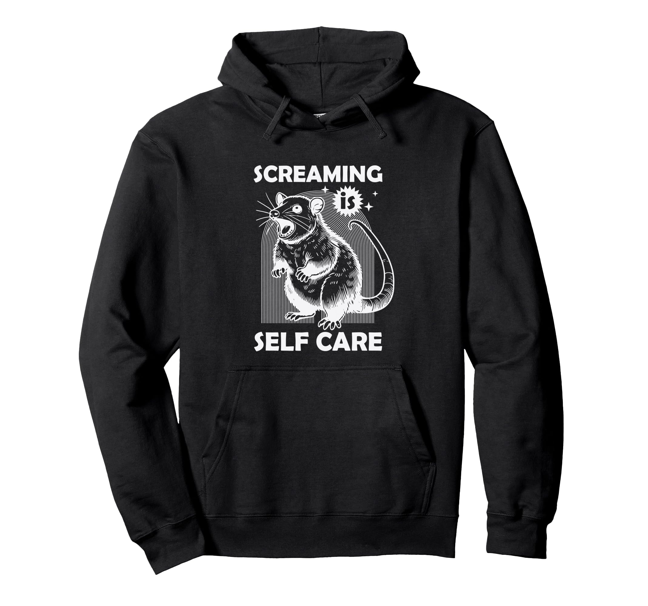 Funny Possum Meme Screaming Self Hoodie - Aesthetic Graphic for Adults - T-Shirt, Sweatshirt, Hoodie